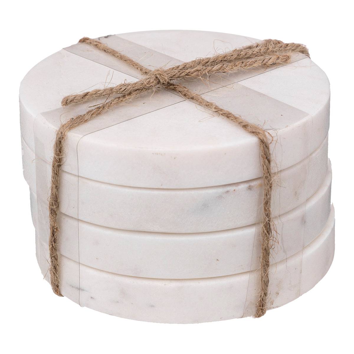Lot de 4 dessous de verre en marbre MARBRE blanc, SECRET DE GOURMET