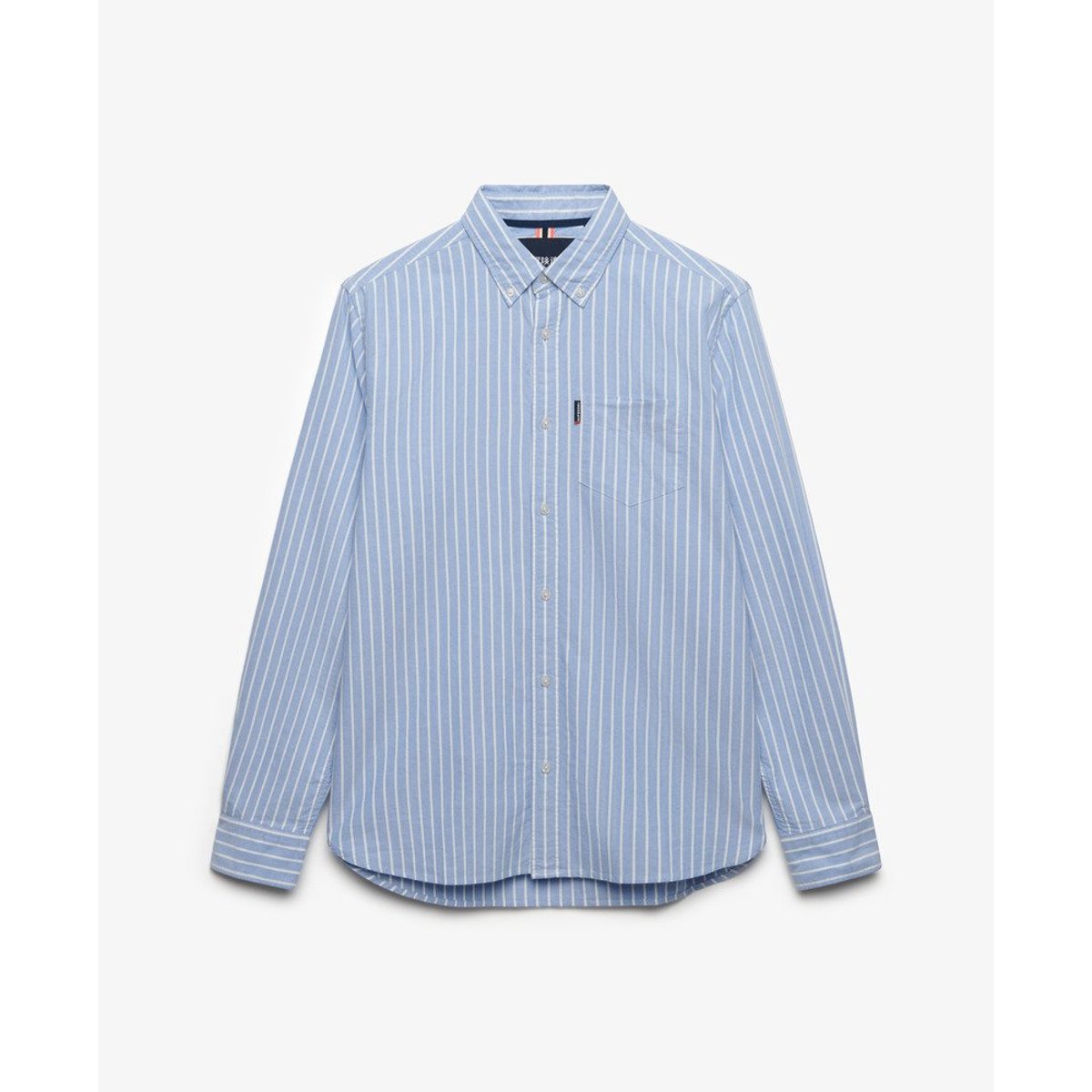 Chemise Oxford Essentielle à Manches Longues rayé bleu courtier, SUPERDRY