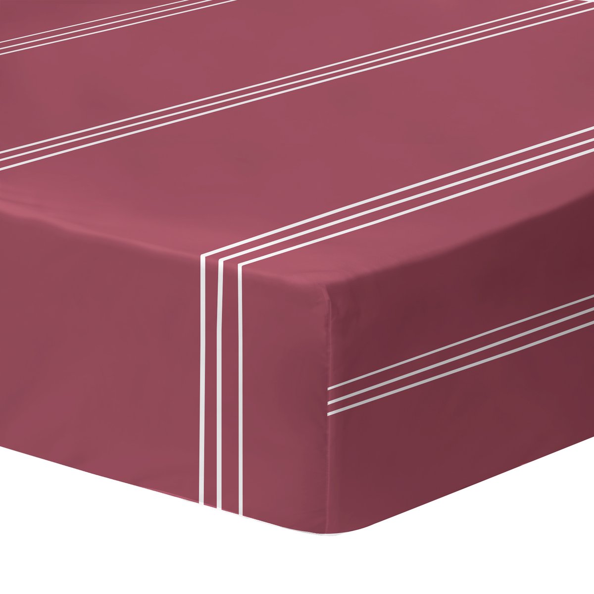 Drap-housse imprimé 100% coton, URBAN STRIPES carmin, MATT ET ROSE
