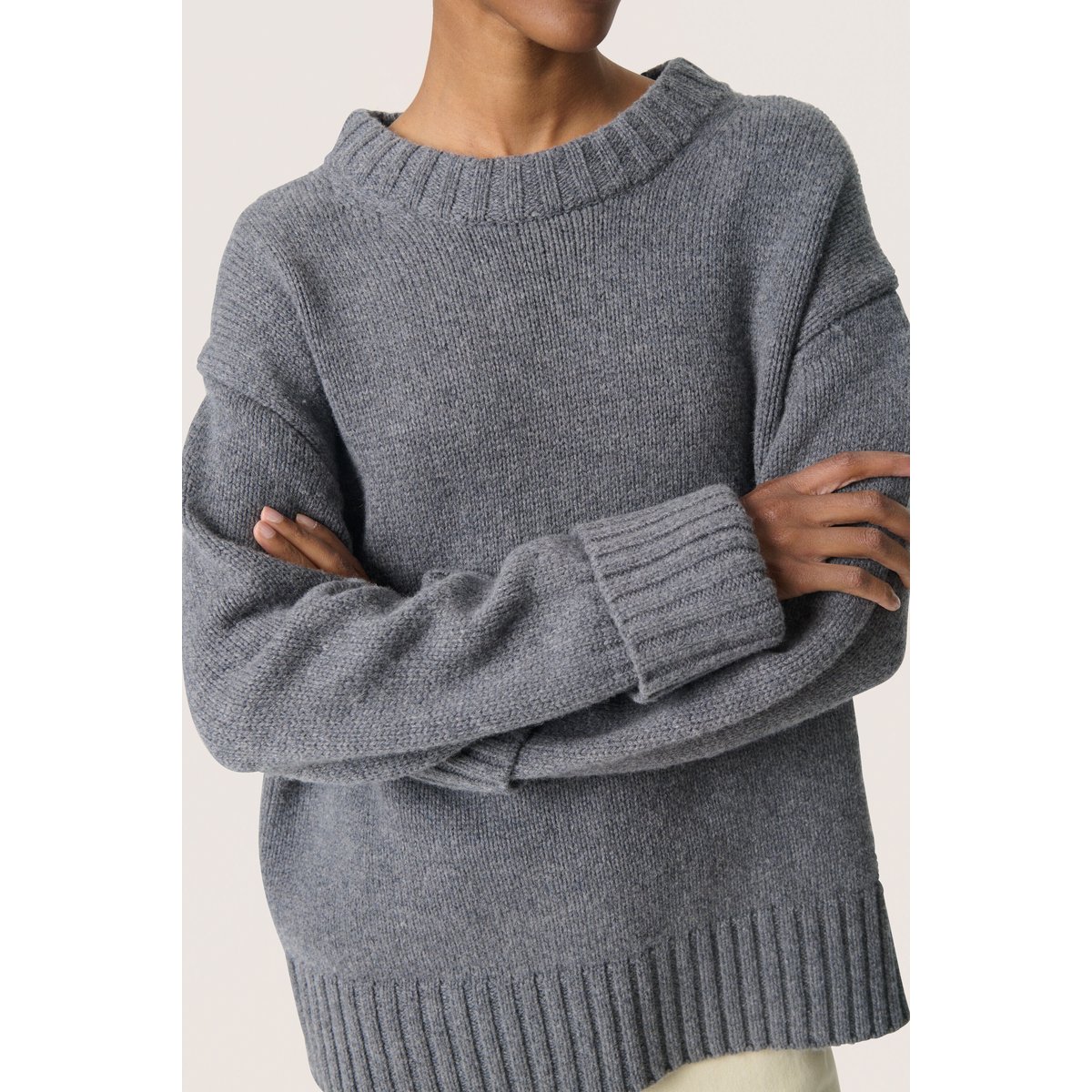 Pullover tricoté gris grey melange, SOAKED IN LUXURY