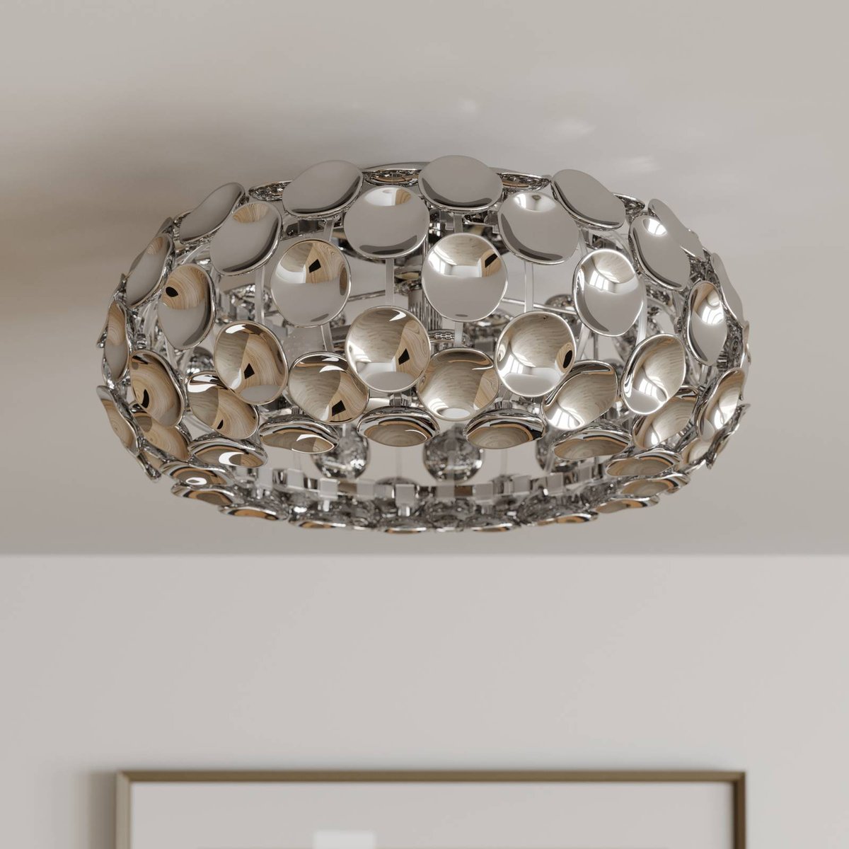 Plafonnier moderne, Reza chrome, transparent, LINDBY