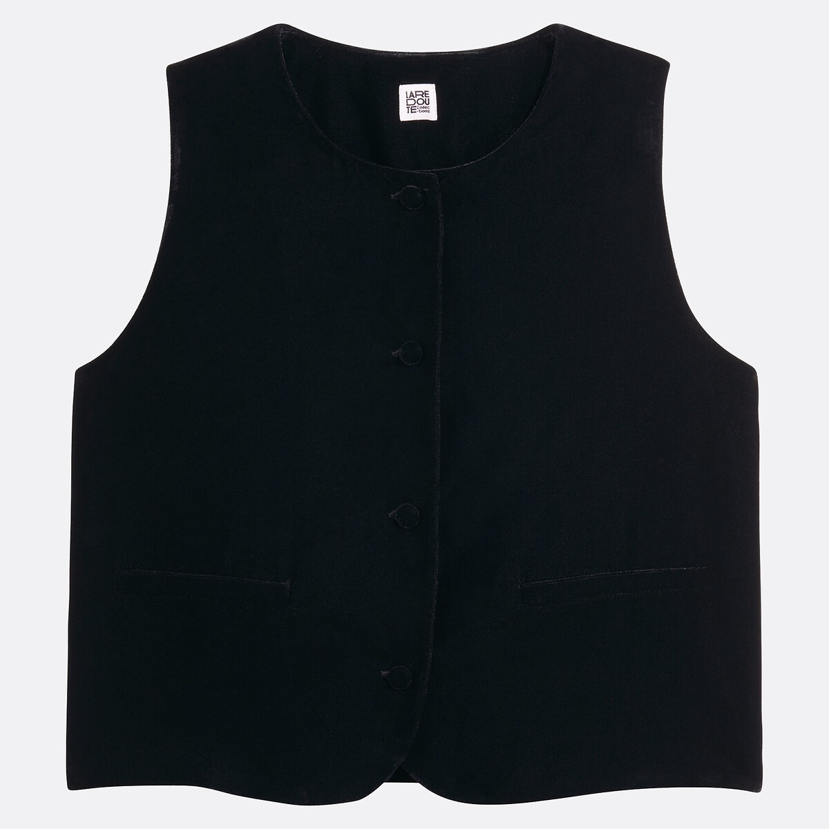 Smooth Velour Sleeveless Top with Crew Neck black, LA REDOUTE COLLECTIONS