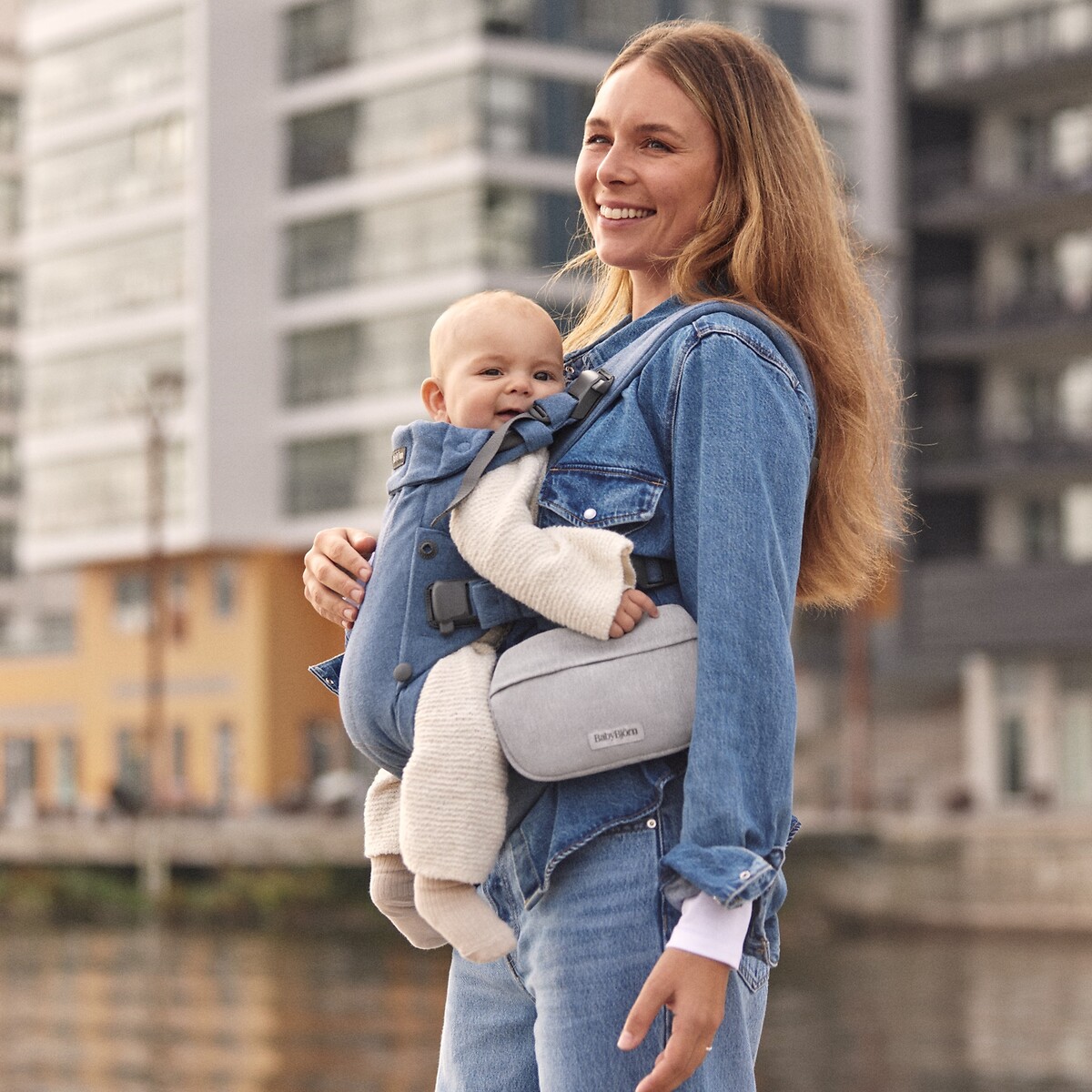 Etui voor draagzak in geweven mix lichtgrijs, BABYBJORN