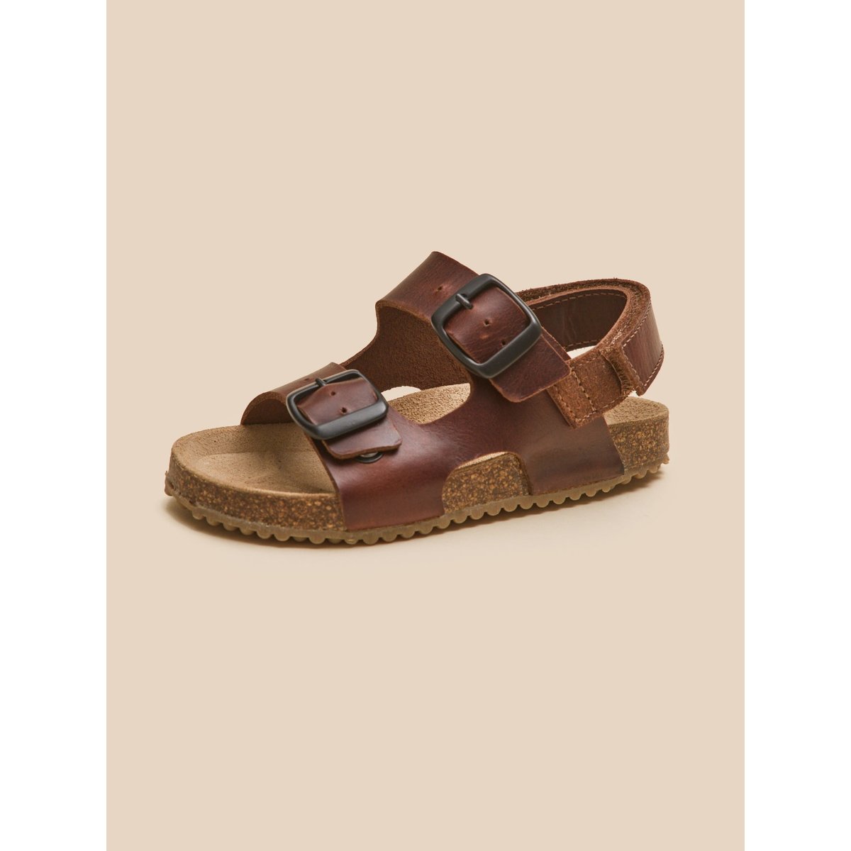Sandales à brides  en cuir tan, CYRILLUS