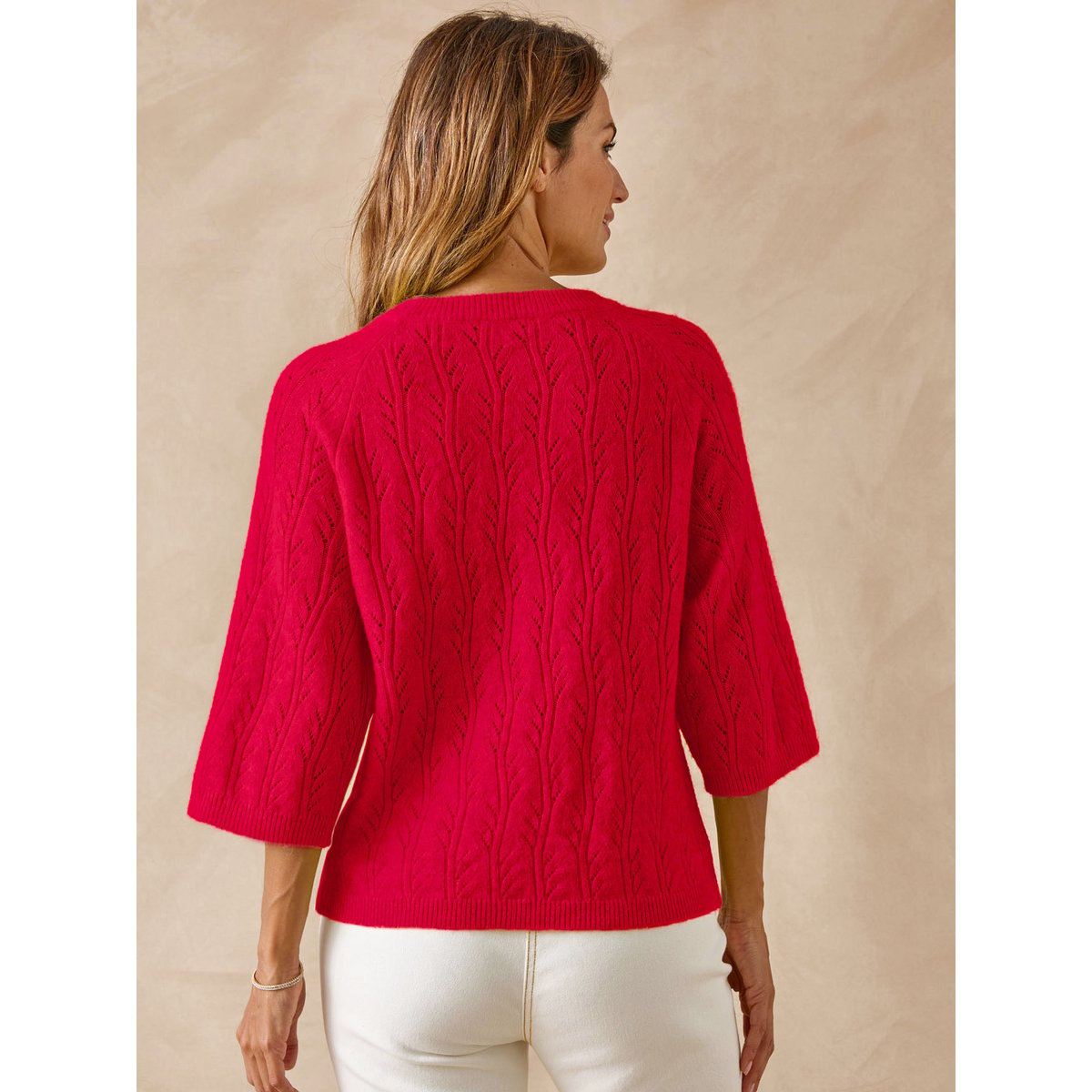 Pull manches au coude 5% laine rouge, DAXON