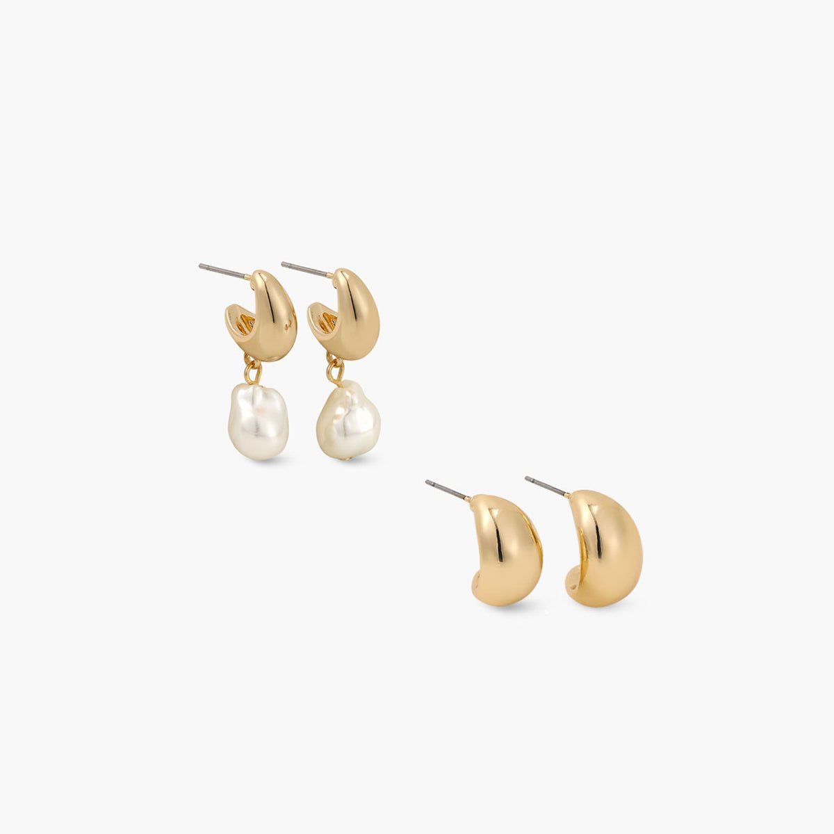 Set de 2 créoles goutte et perles doré, BALABOOSTE