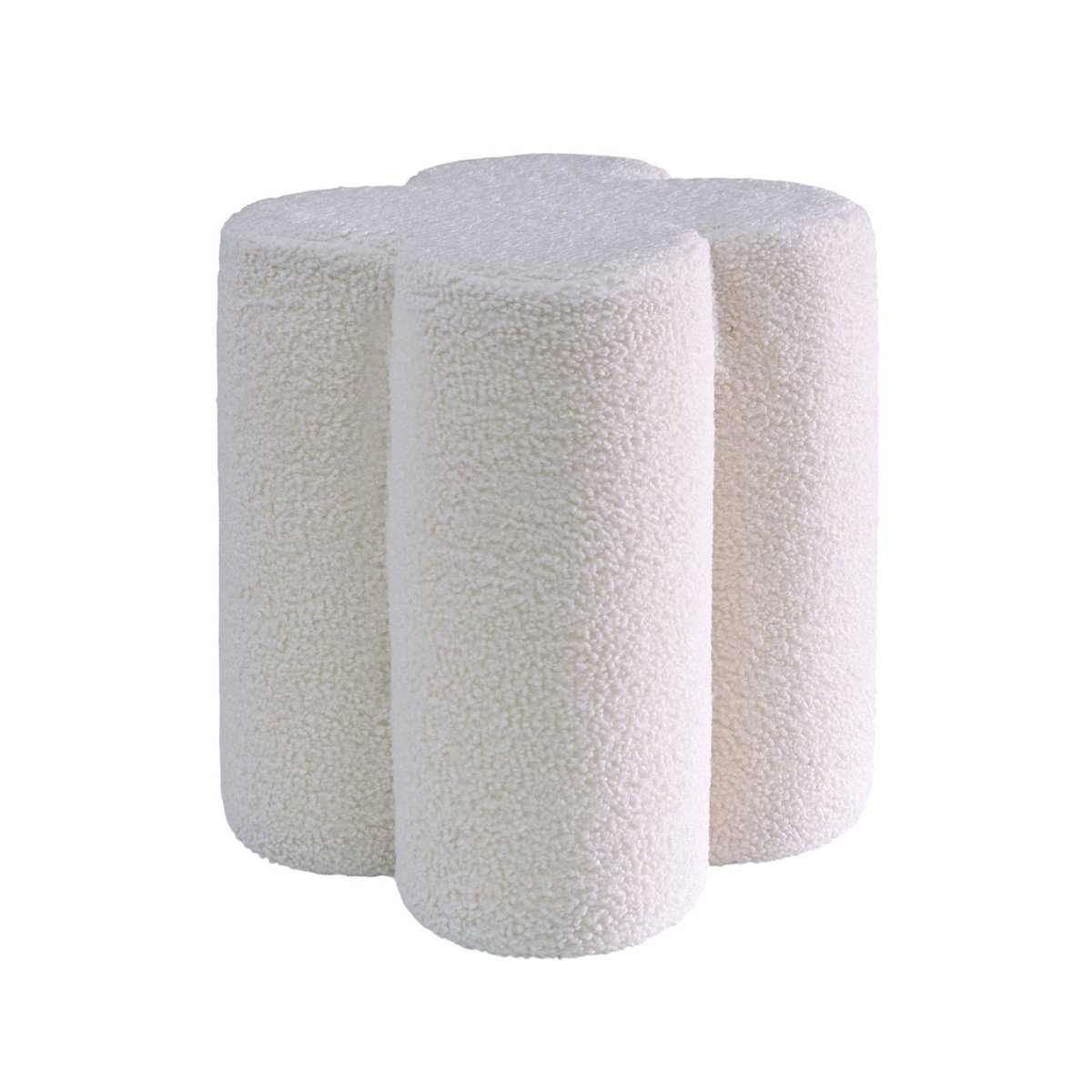 Pouf tabouret trèfle bouclette CLOVER blanc, SWEEEK