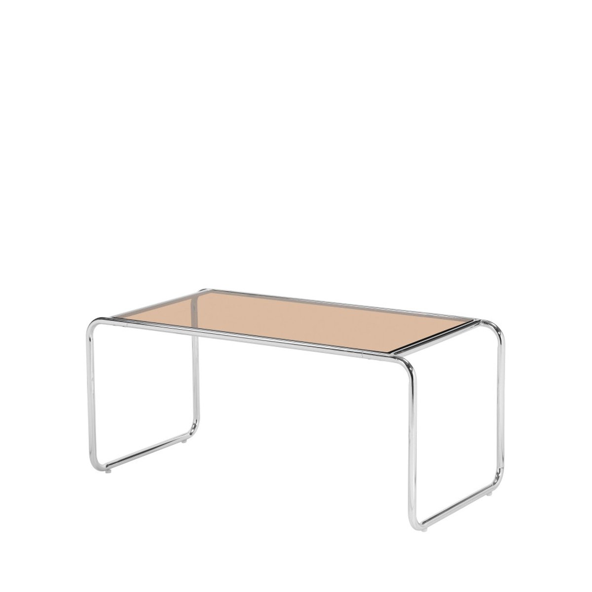 Table basse en verre pieds chrome- RIKA verre ambré, DRAWER