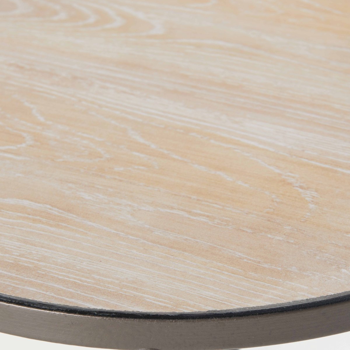 Table basse de jardin ronde avec plateau imitation bois, TIVOLI gris anthracite, OVIALA