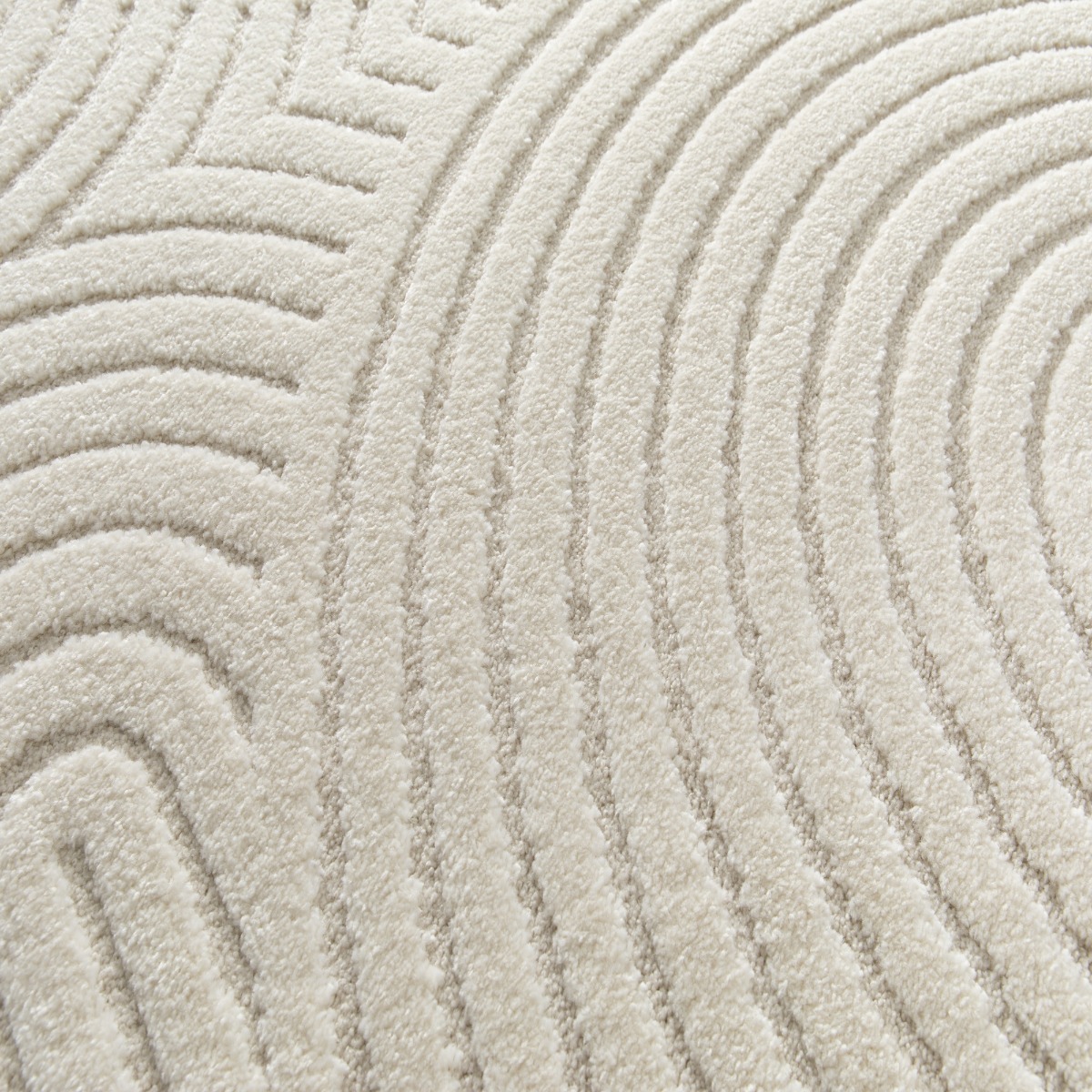 Tapis à relief géométrique doux DESIGN GEO blanc, THE DECO FACTORY