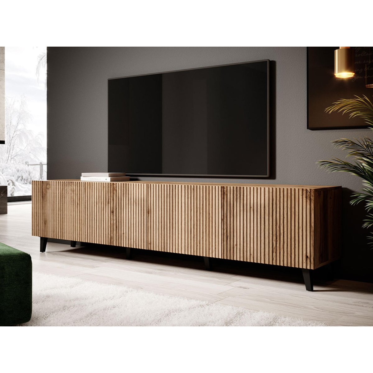 Meuble TV 4 portes bois, style contemporain, COME bois, BEST MOBILIER