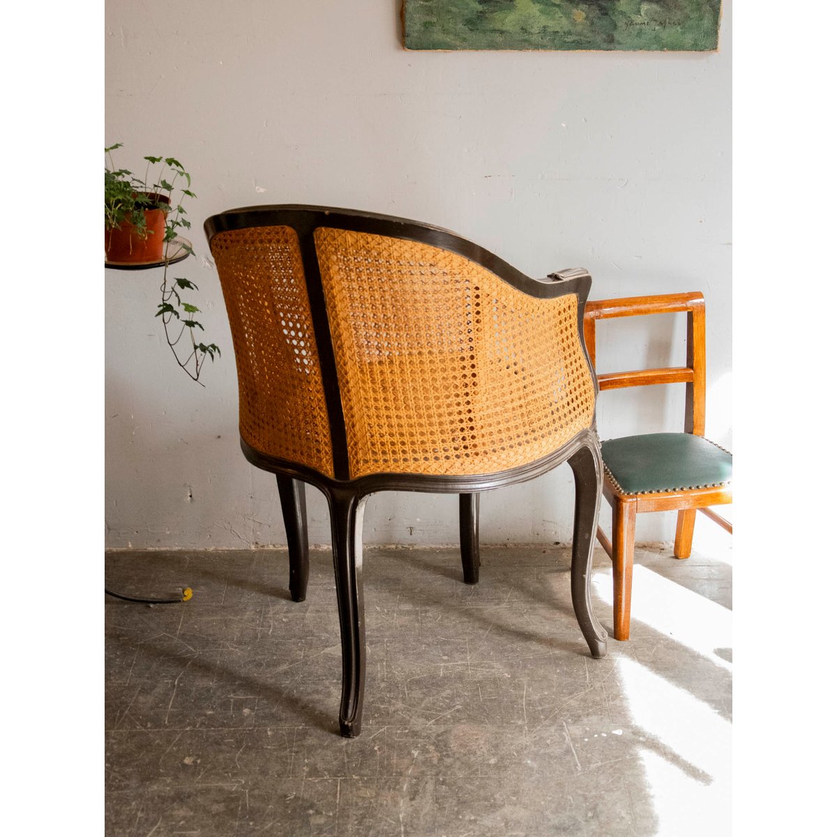 Fauteuil ancien en cannage Ernest N°1583 - Bon état bois clair, DEBONGOUT