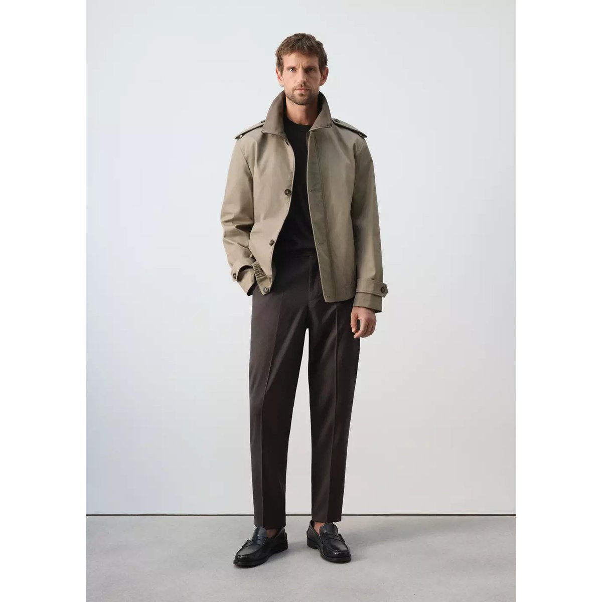 Blouson 100 % coton déperlant marron moyen, MANGO MAN