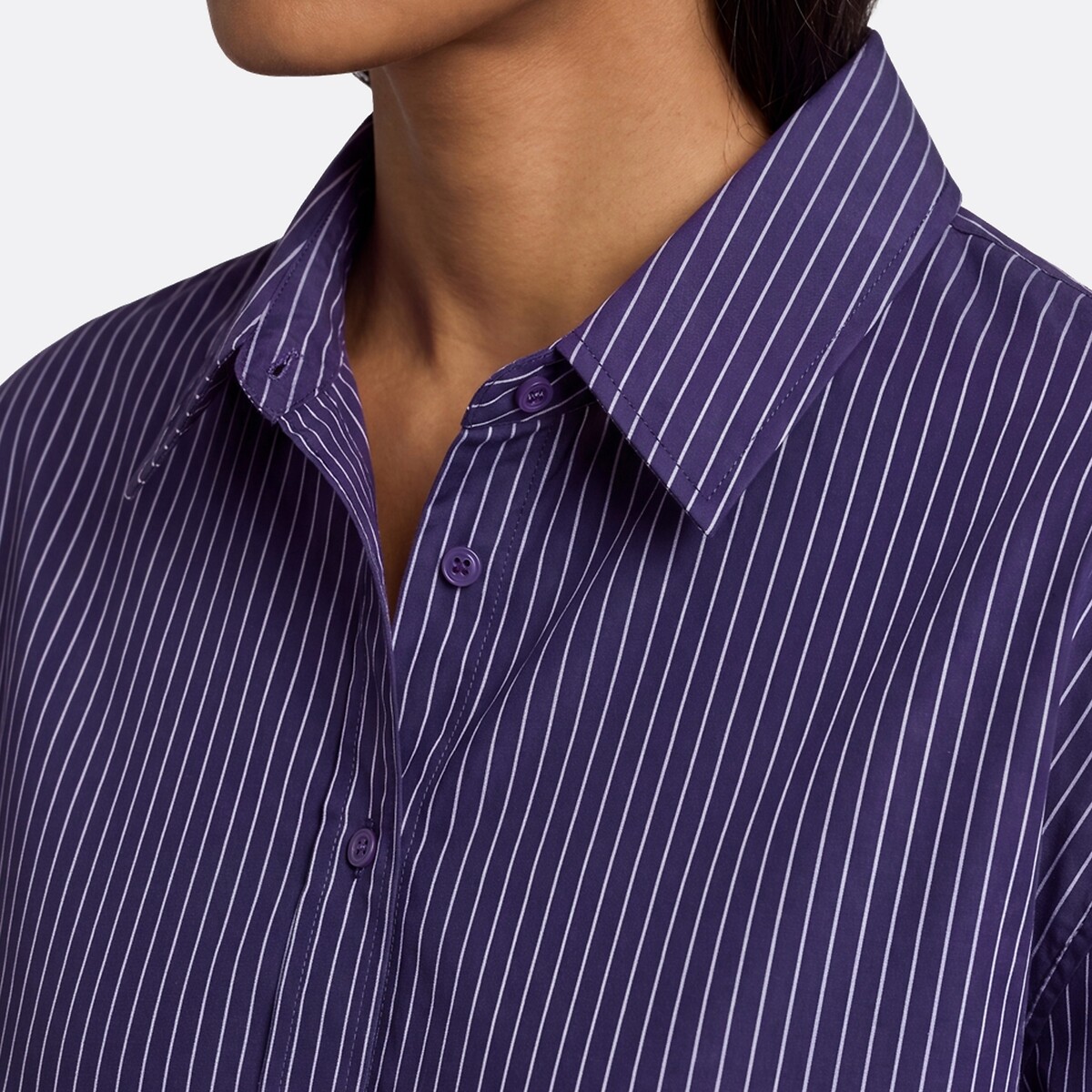 Camisa de rayas amplia, Signature APOLLINE violeta a rayas, LA REDOUTE COLLECTIONS