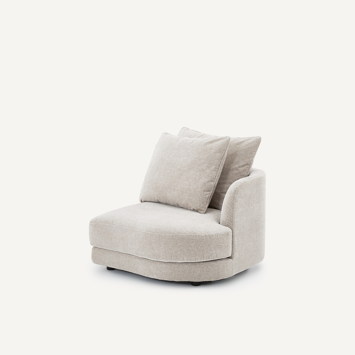 Demi-canapé droit, arrondi, modulable en velours chenille, TIBERIO gris clair, AM.PM