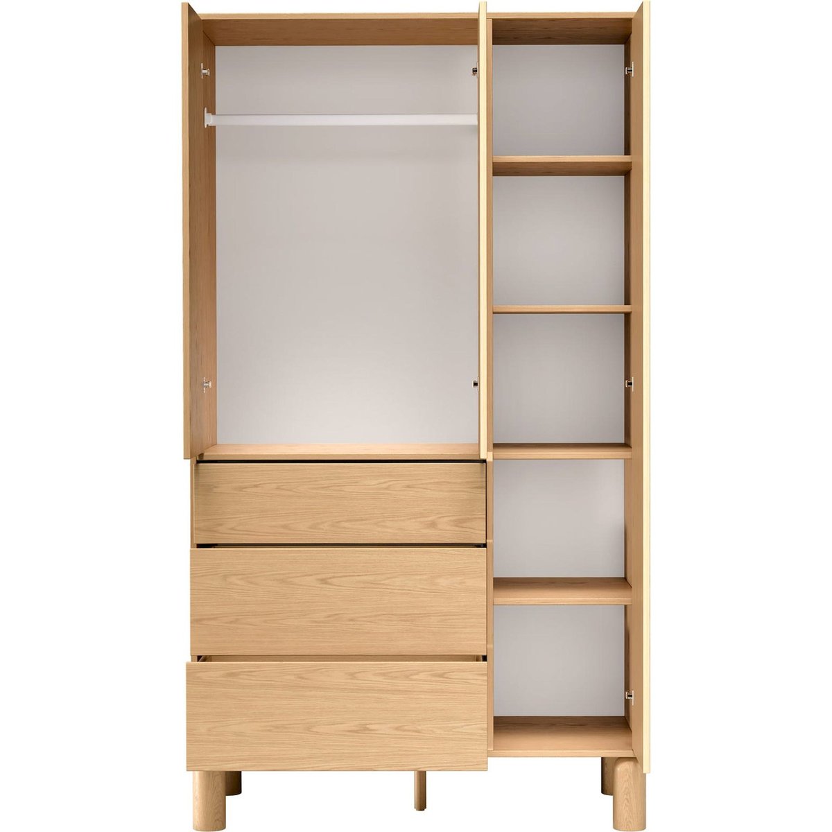 Armoire 3 portes 3 tiroirs collection SANDEN décor chêne bookmatch, RECOLLECTION