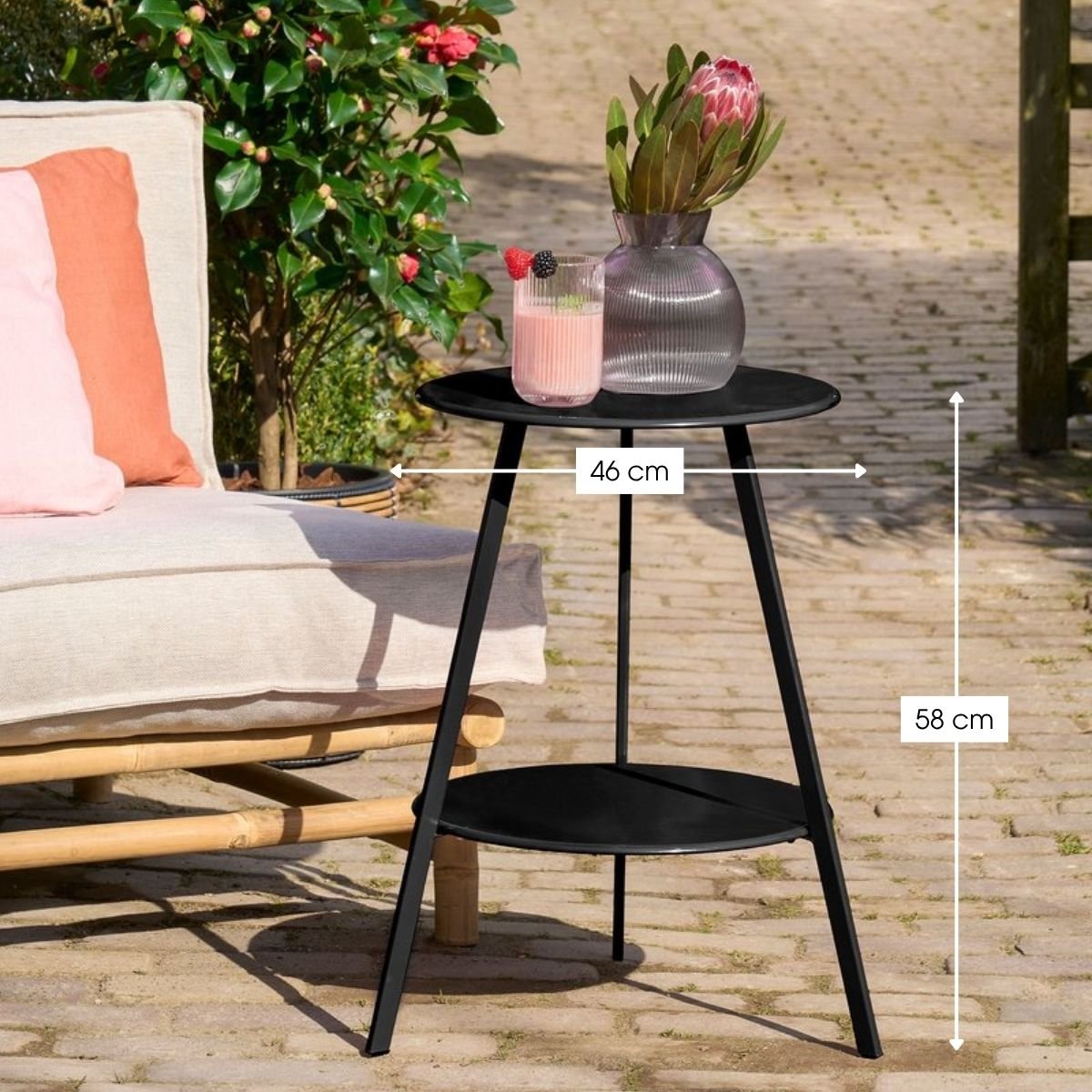 Table d'appoint extérieure SEATLE noir, MICA DECORATIONS