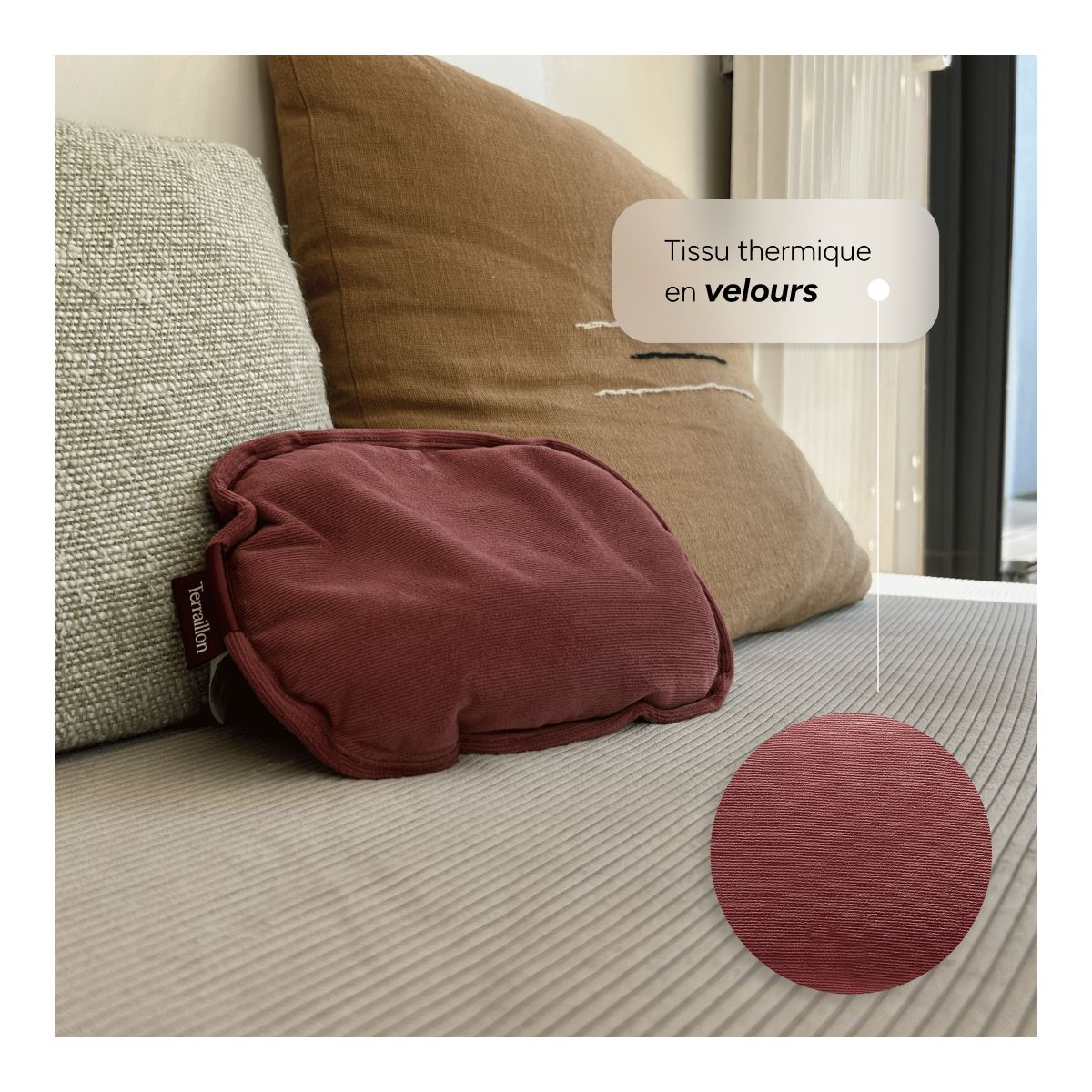 Bouillotte Electrique Velvet tissu velours couleur unique, TERRAILLON