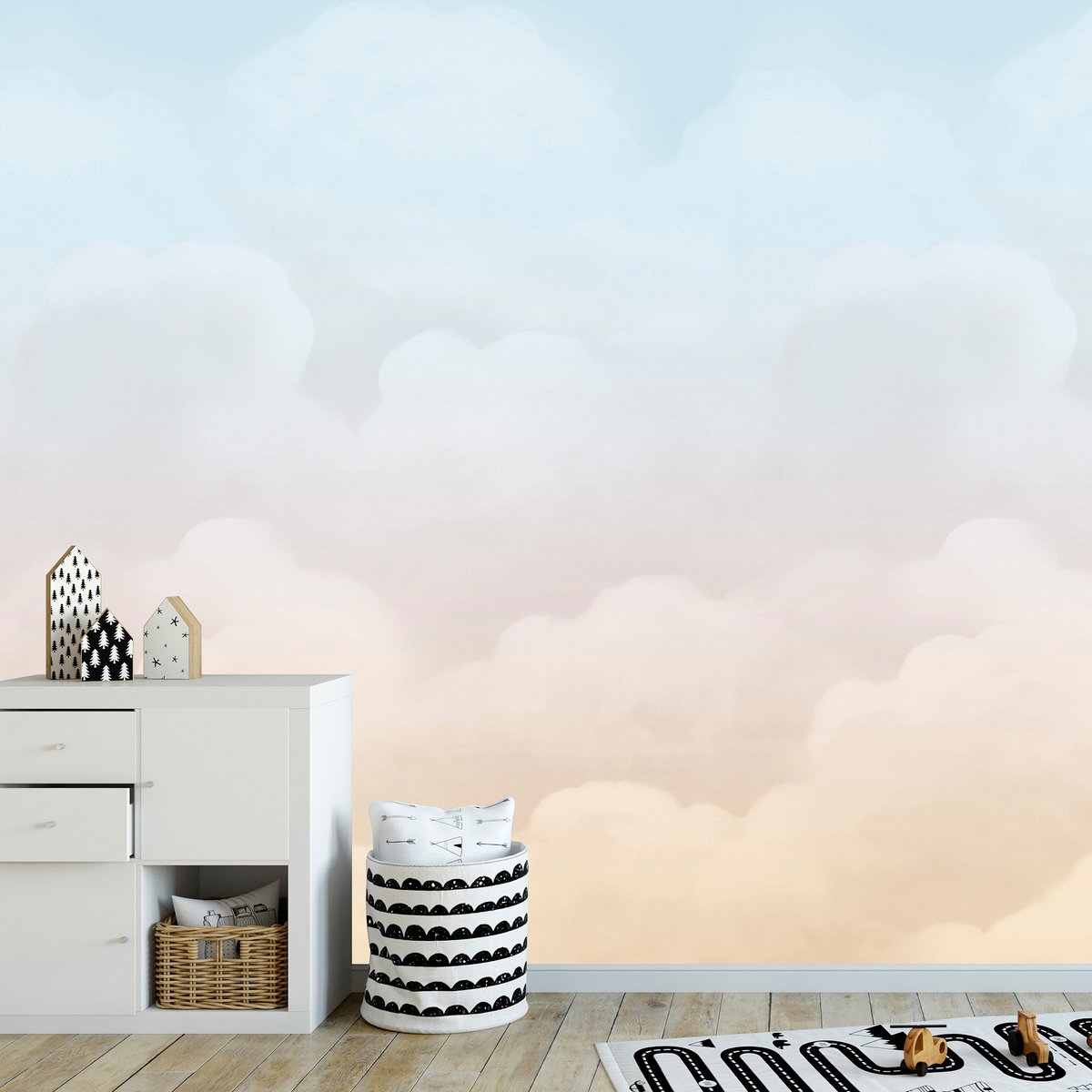 Fresque panoramique Dans les nuages doux pastel, SUBLIME