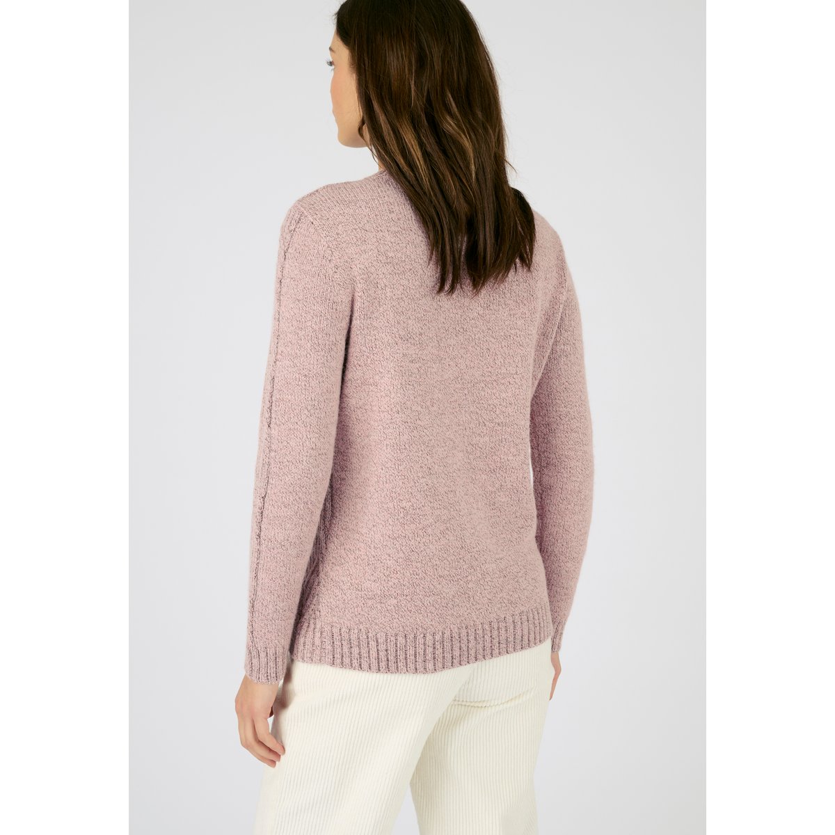 Pull col rond maille chinée Thermolactyl rose chiné, DAMART