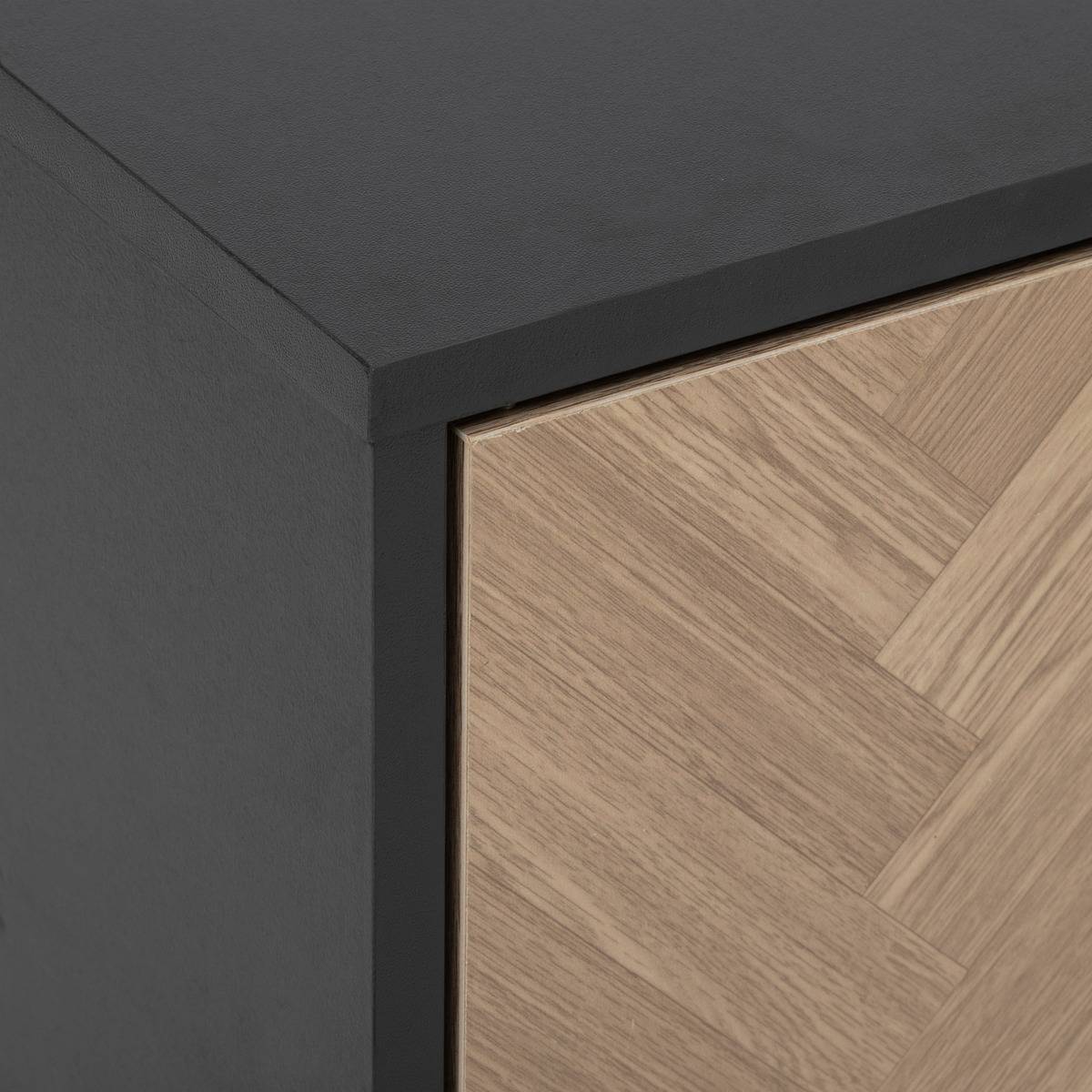 Meuble TV 3 portes effet pin CHEVRONS noir, 5FIVE SIMPLY SMART