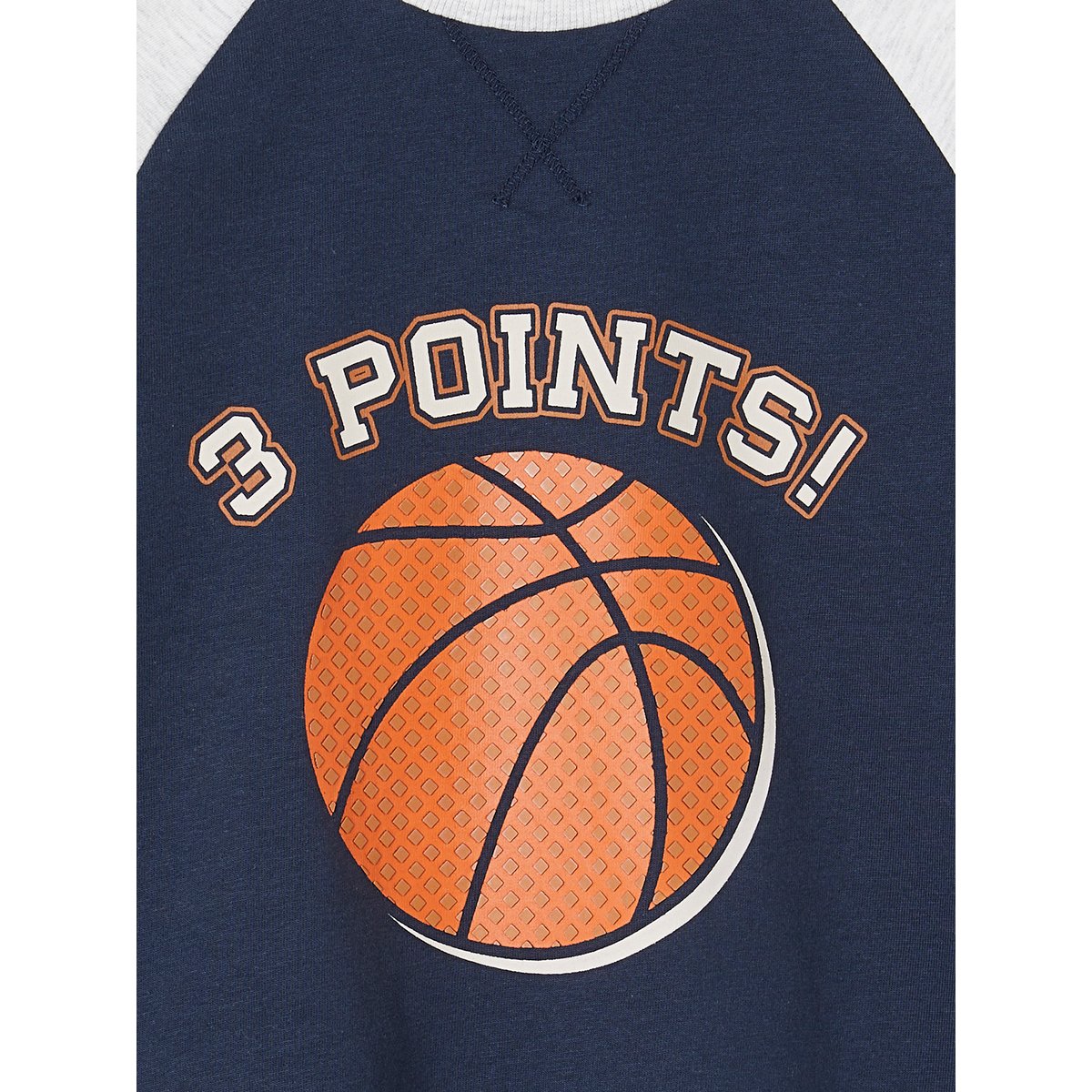 T-shirt motif ballon en relief manches raglan contrastées bleu nuit, VERTBAUDET