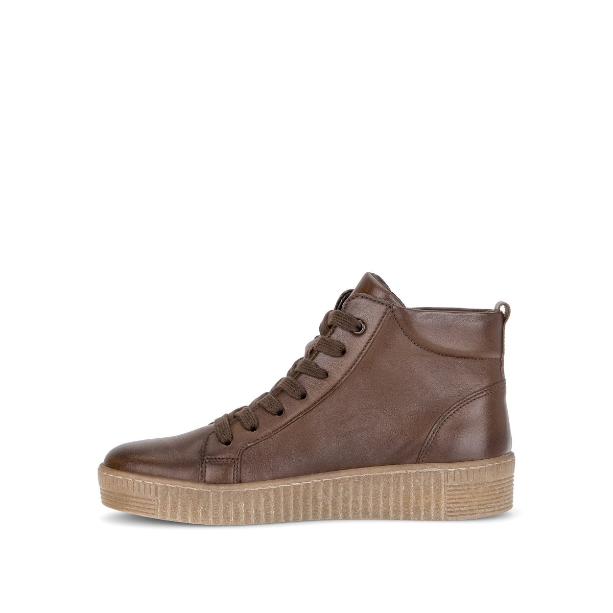 Baskets en cuir lisse à talon compensé cognac, GABOR