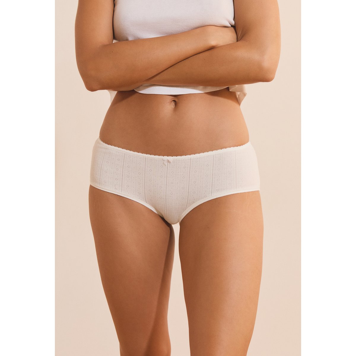 Shorty en coton COFFEE MOOD ecru, ETAM