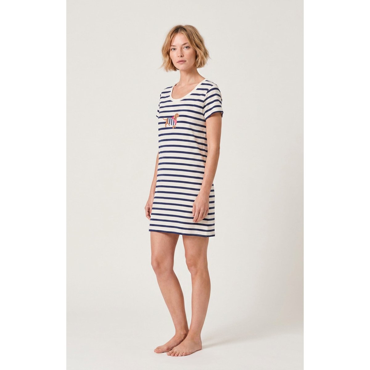 Chemise de nuit en jersey de coton à rayures Tobbie ciel, ARTHUR