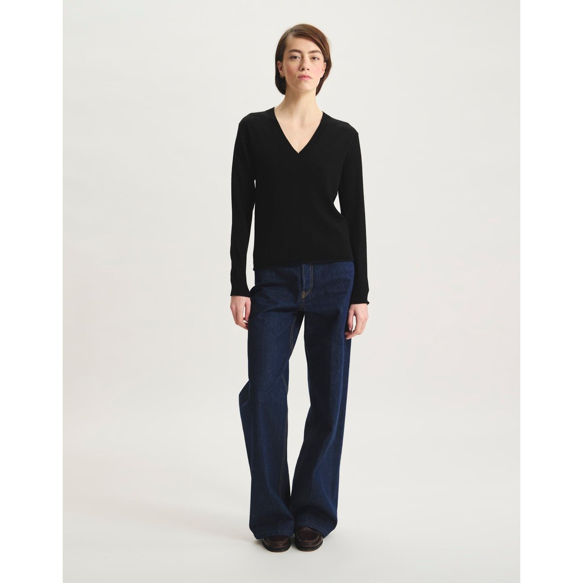 Pull Morcant en laine mérinos noir, INES DE LA FRESSANGE PARIS