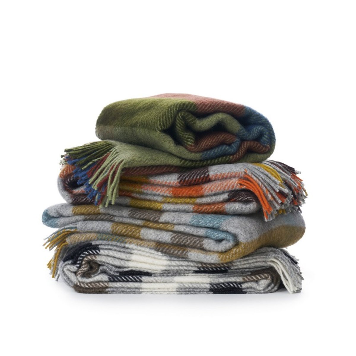 Plaid à carreaux laine agneau  GOTLAND MULTI gris, KLIPPAN
