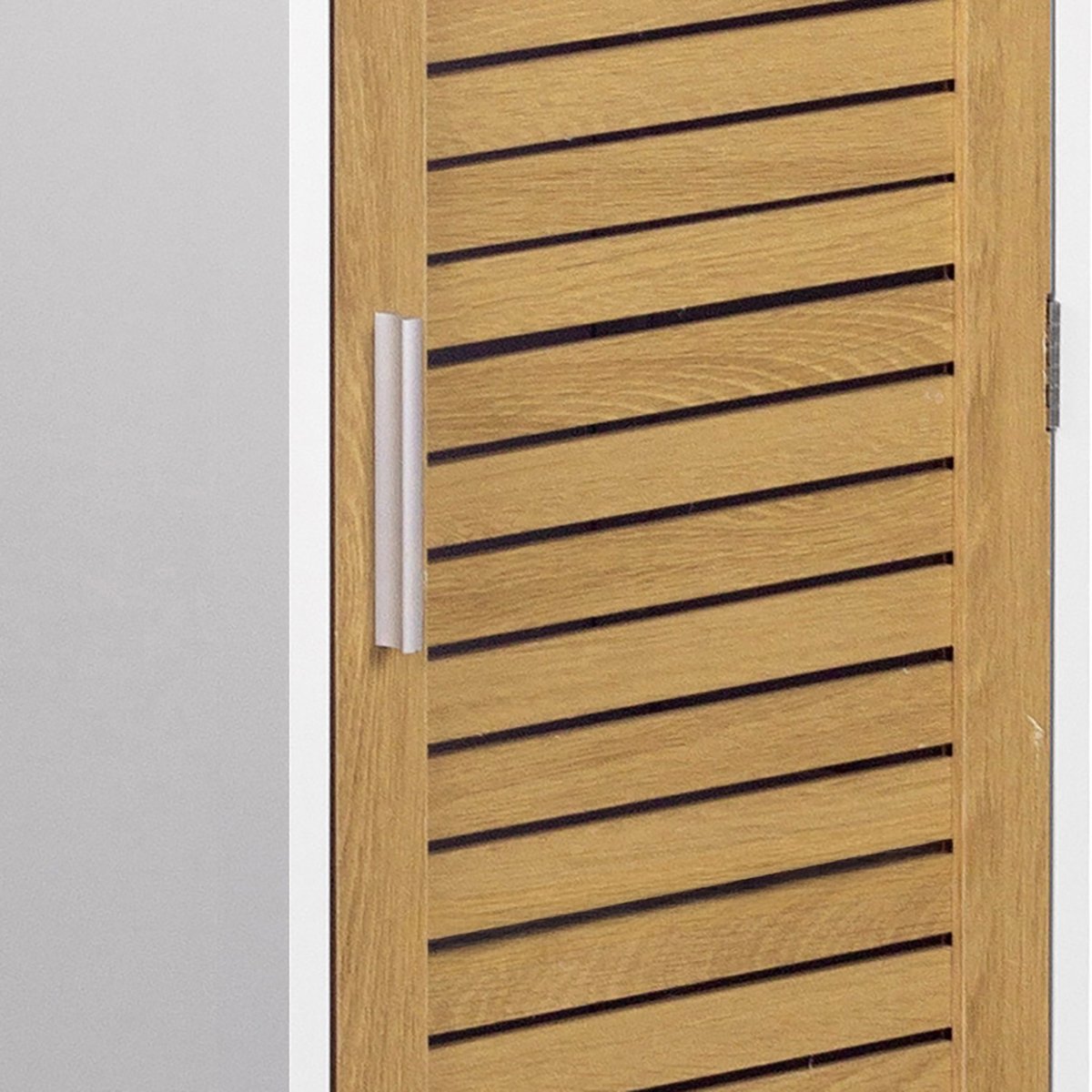 Meuble bas de salle de bain avec porte à lames et rangement blanc, DOUCEUR D'INTÉRIEUR