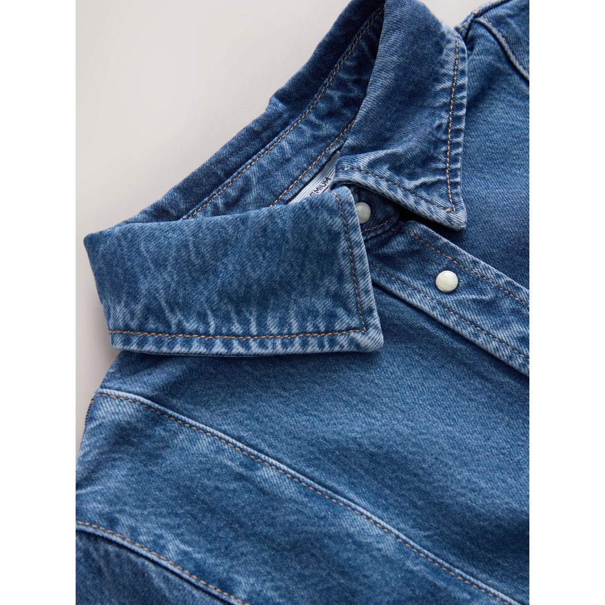Robe chemise longue à manches courtes jean bleu moyen, NEXT