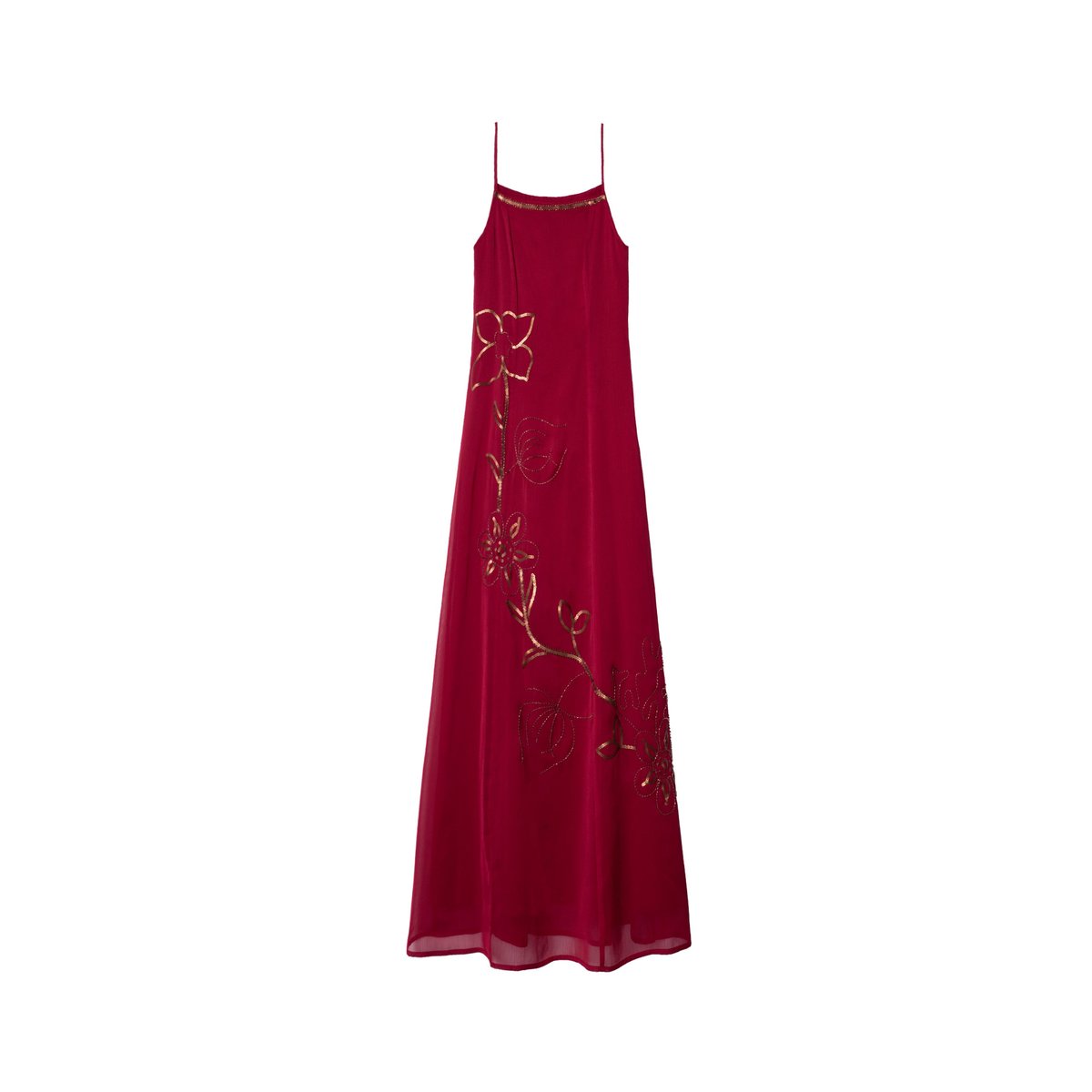 Robe avec broderie de sequins et perles rouje, THE-ARE
