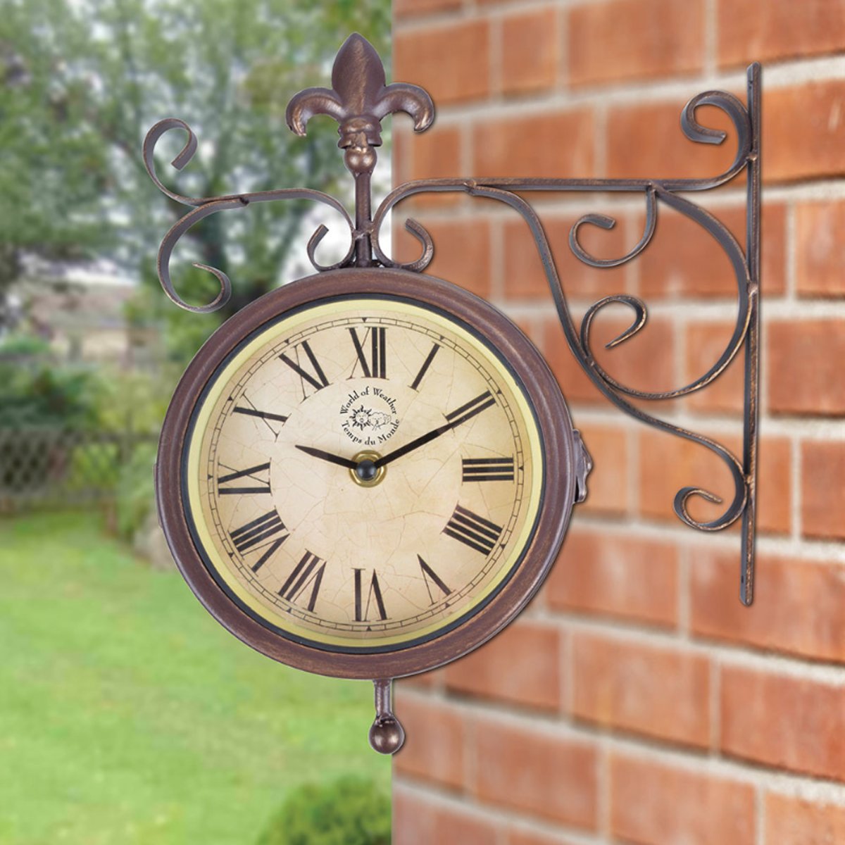 Horloge extérieure avec thermomètre couleur unique, ESSCHERT DESIGN