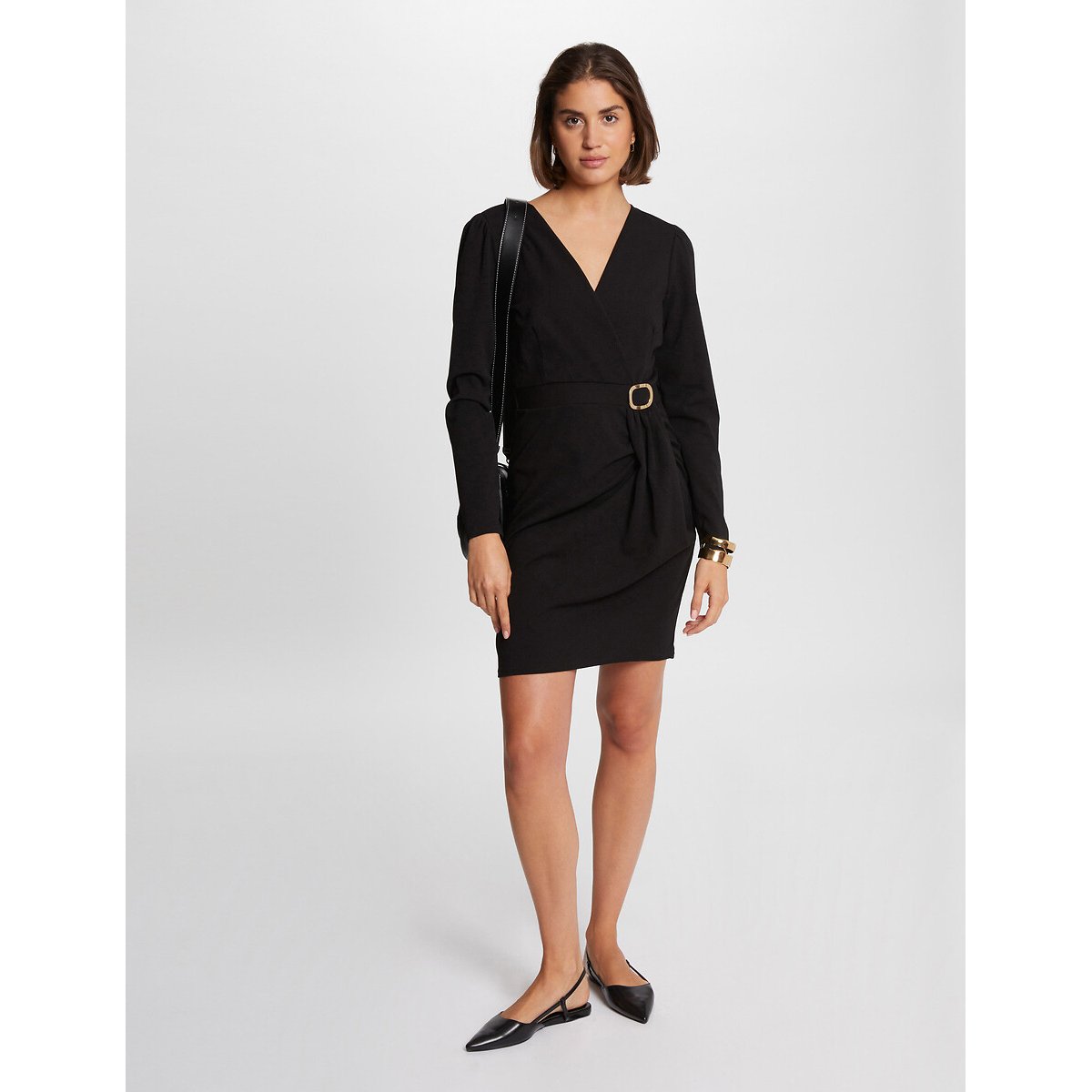 Fitted Draped Mini Dress black, MORGAN