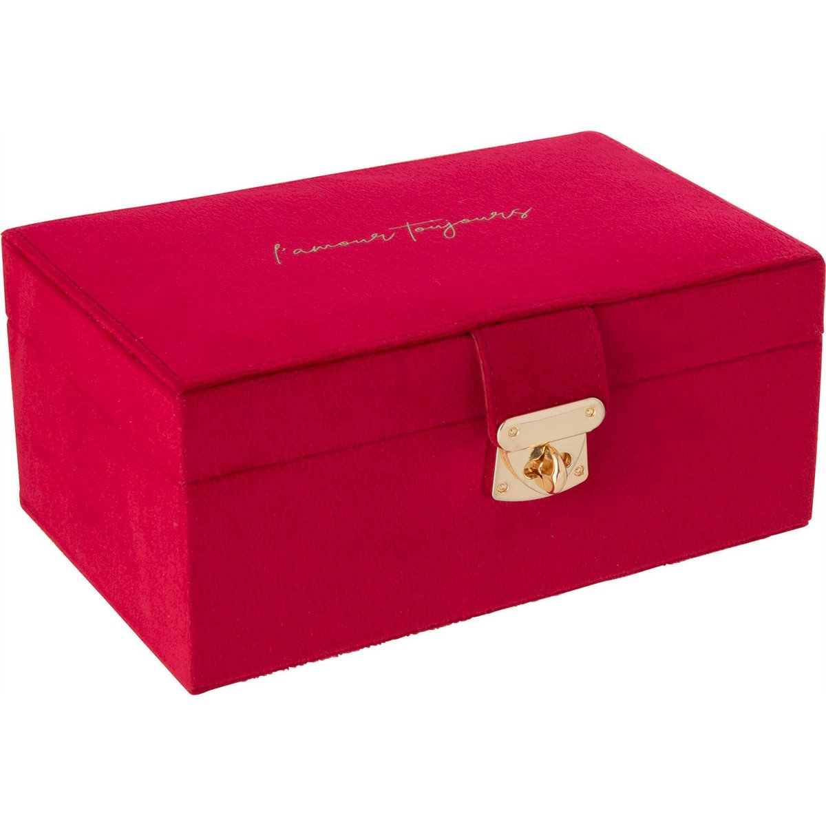 Boîte à bijoux compartimentée en velours rouge carmin, RECOLLECTION