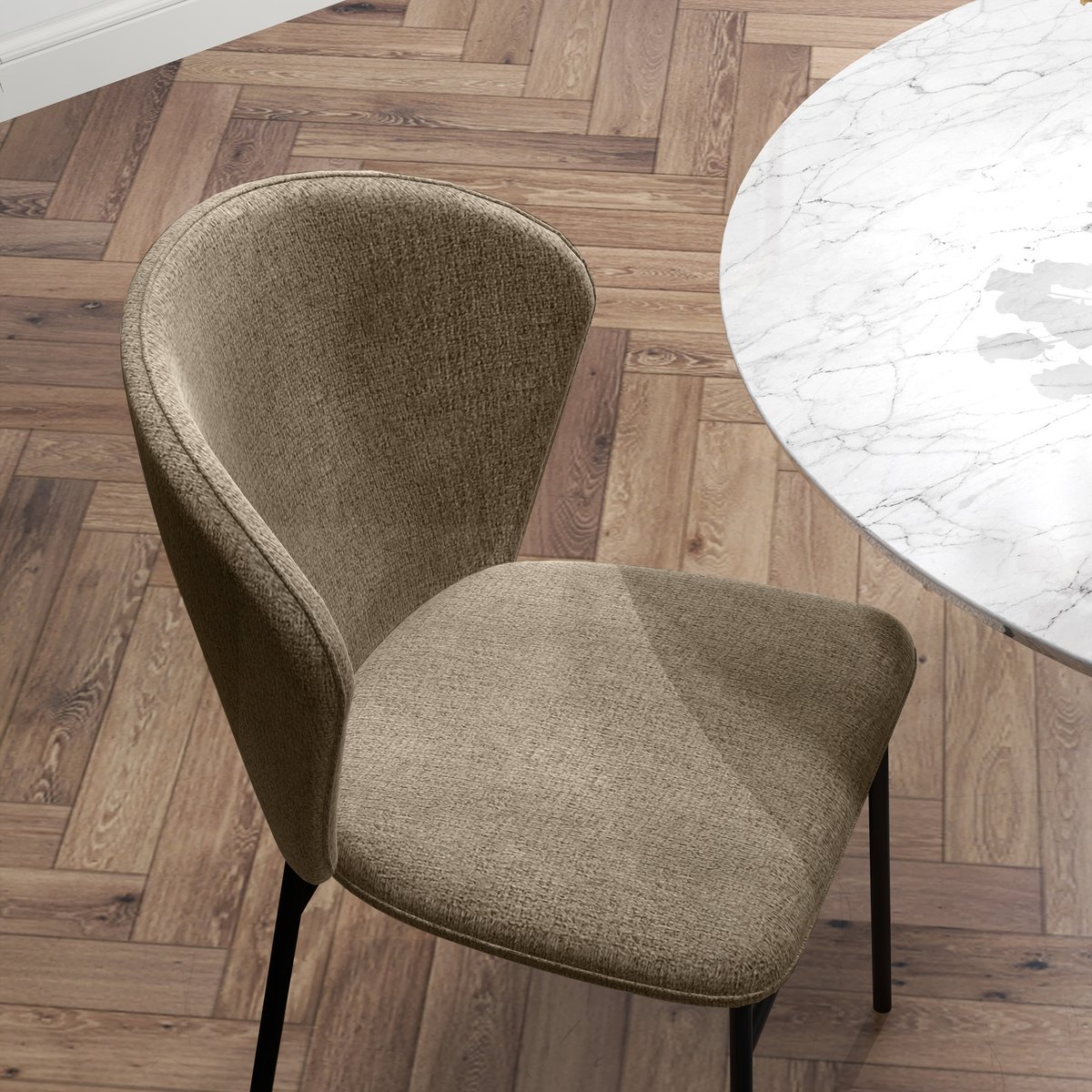 Chaise de salle à manger Lin (100% polyester) marron clair, HOMCOM