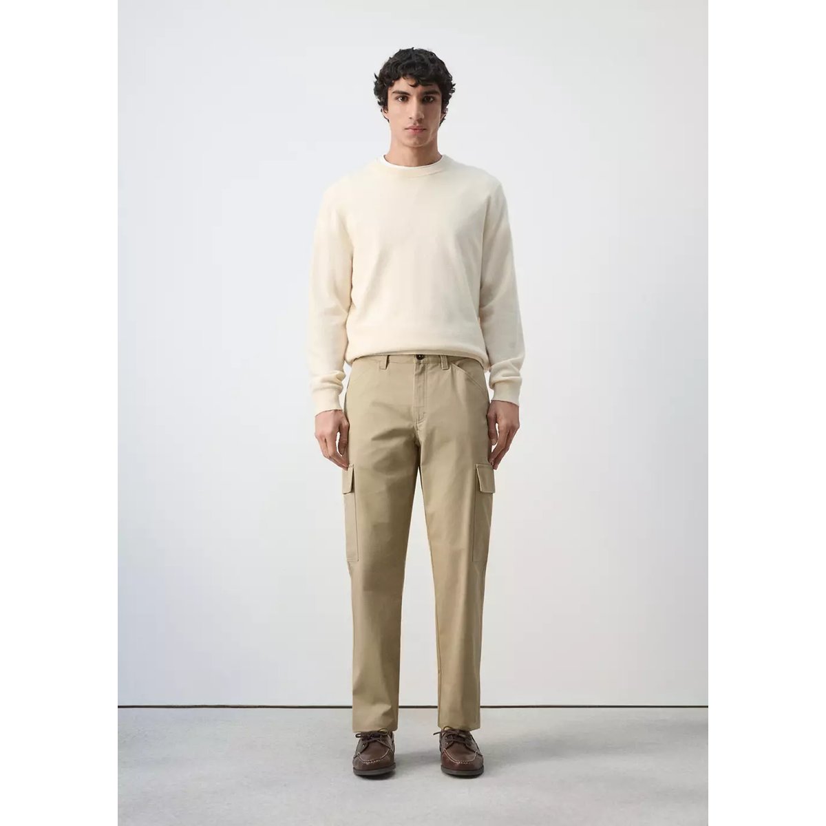 Pantalon cargo 100 % coton beige, MANGO MAN