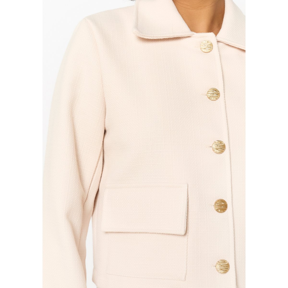 Veste en tweed avec boutons blanc vanille, LOLALIZA