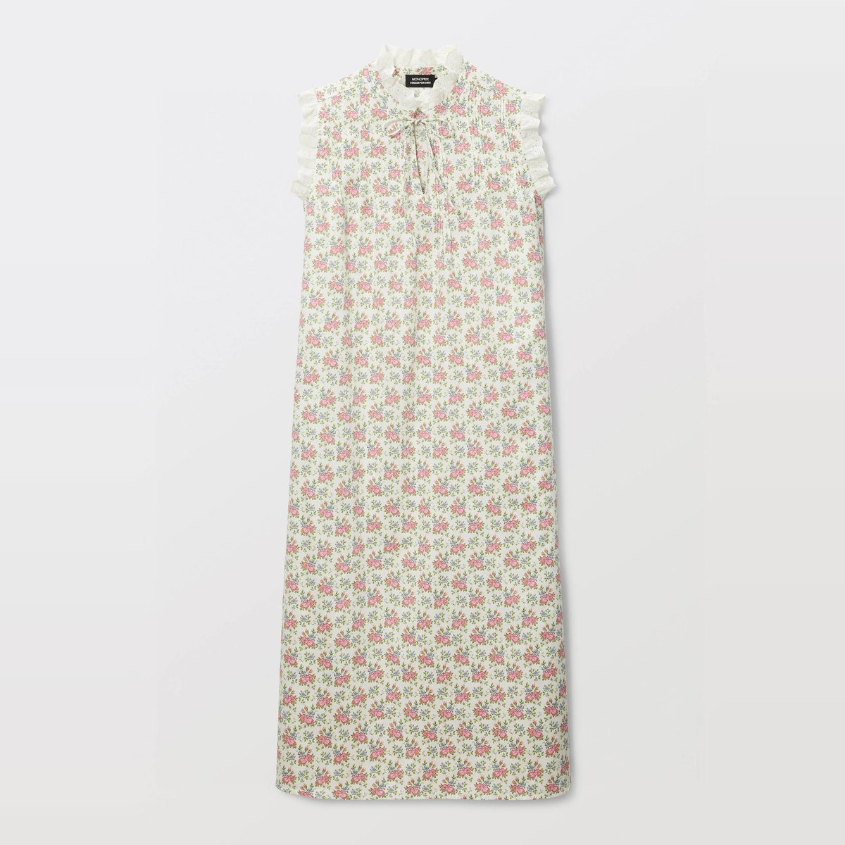Chemise de nuit imprimée sans manches en coton BIO GOTS ecru, MONOPRIX