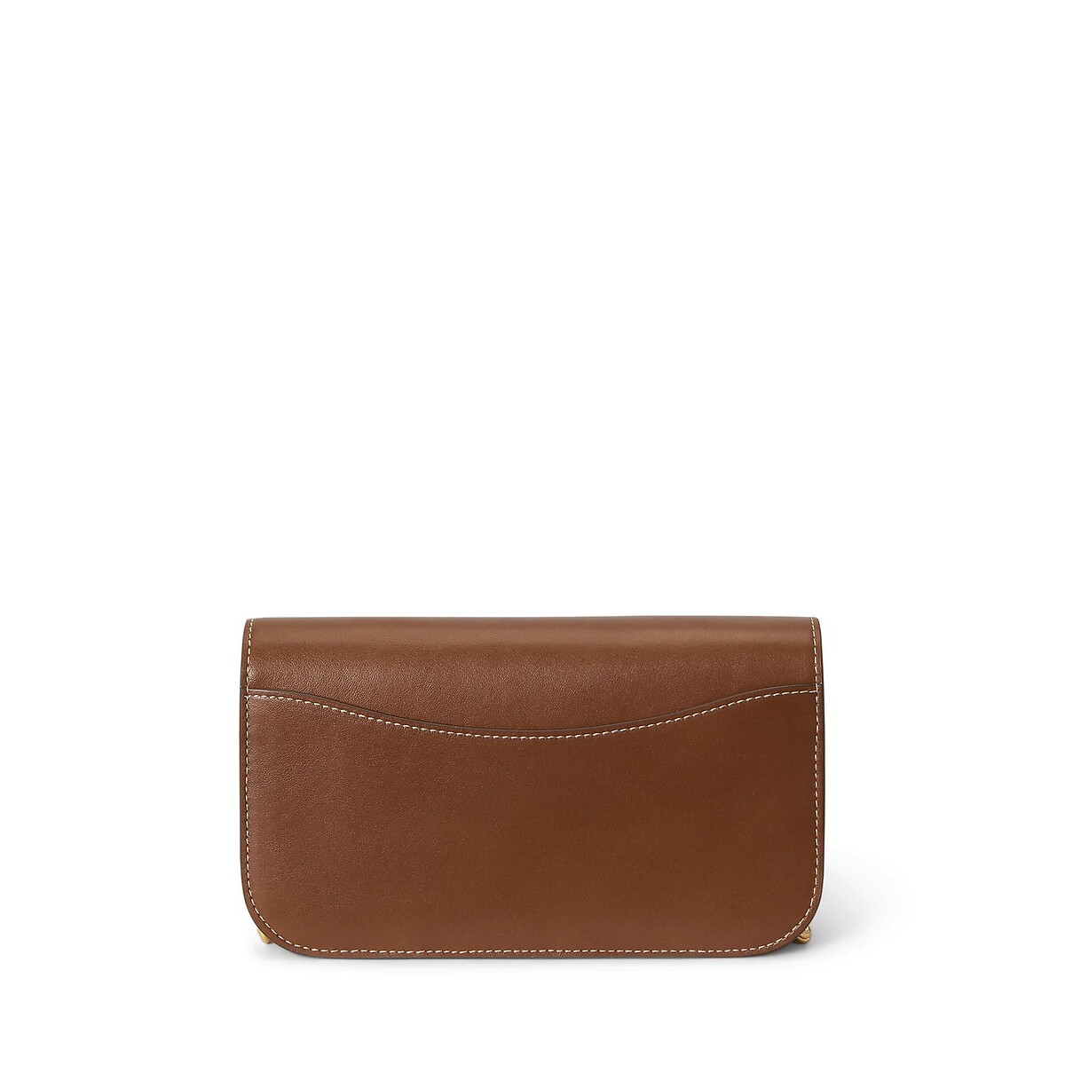 Sac pochette en cuir, à bandoulière chaîne camel, POLO RALPH LAUREN