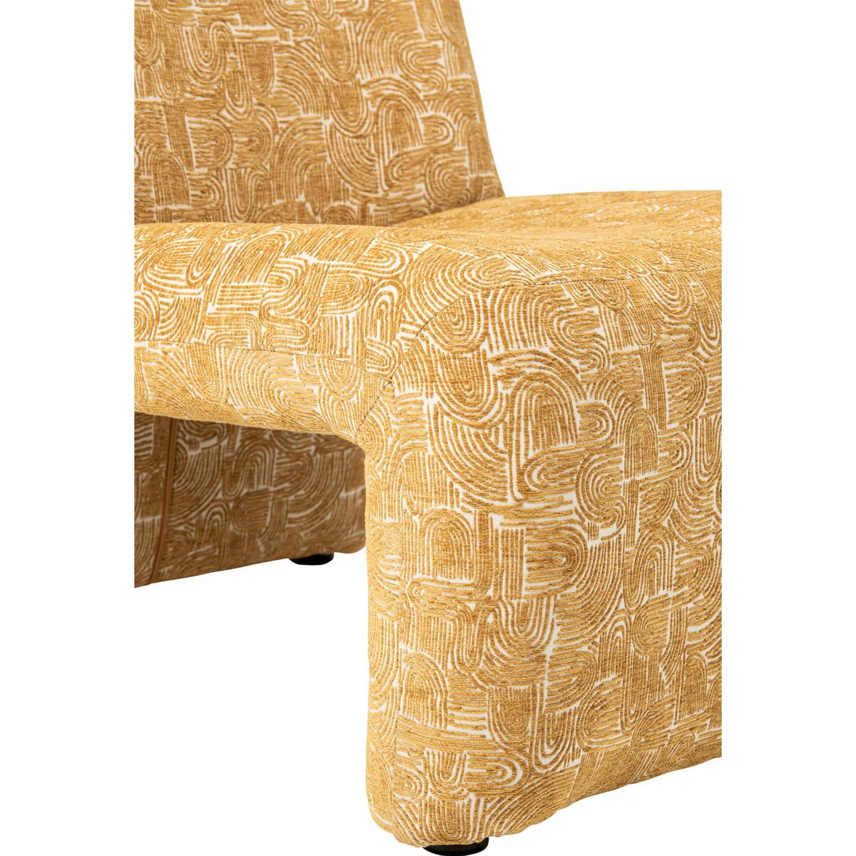 Chaise longue en tissu motif graphique ocre, RECOLLECTION