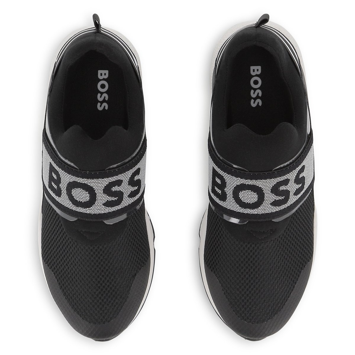 Baskets en cuir de vachette black, BOSS KIDSWEAR