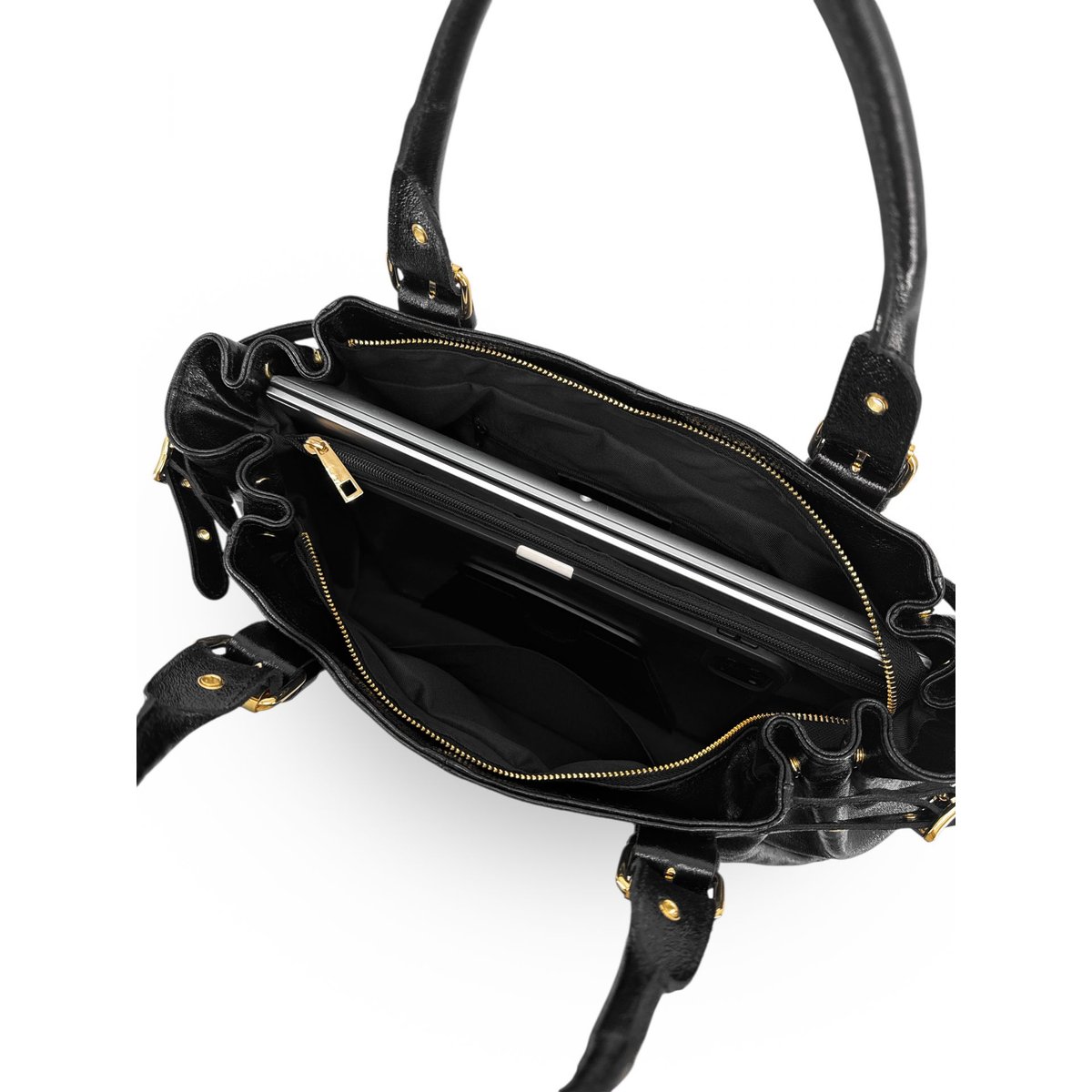 Sac bowling en cuir irisé NEW PRINCESS XL noir irisé, OH MY BAG