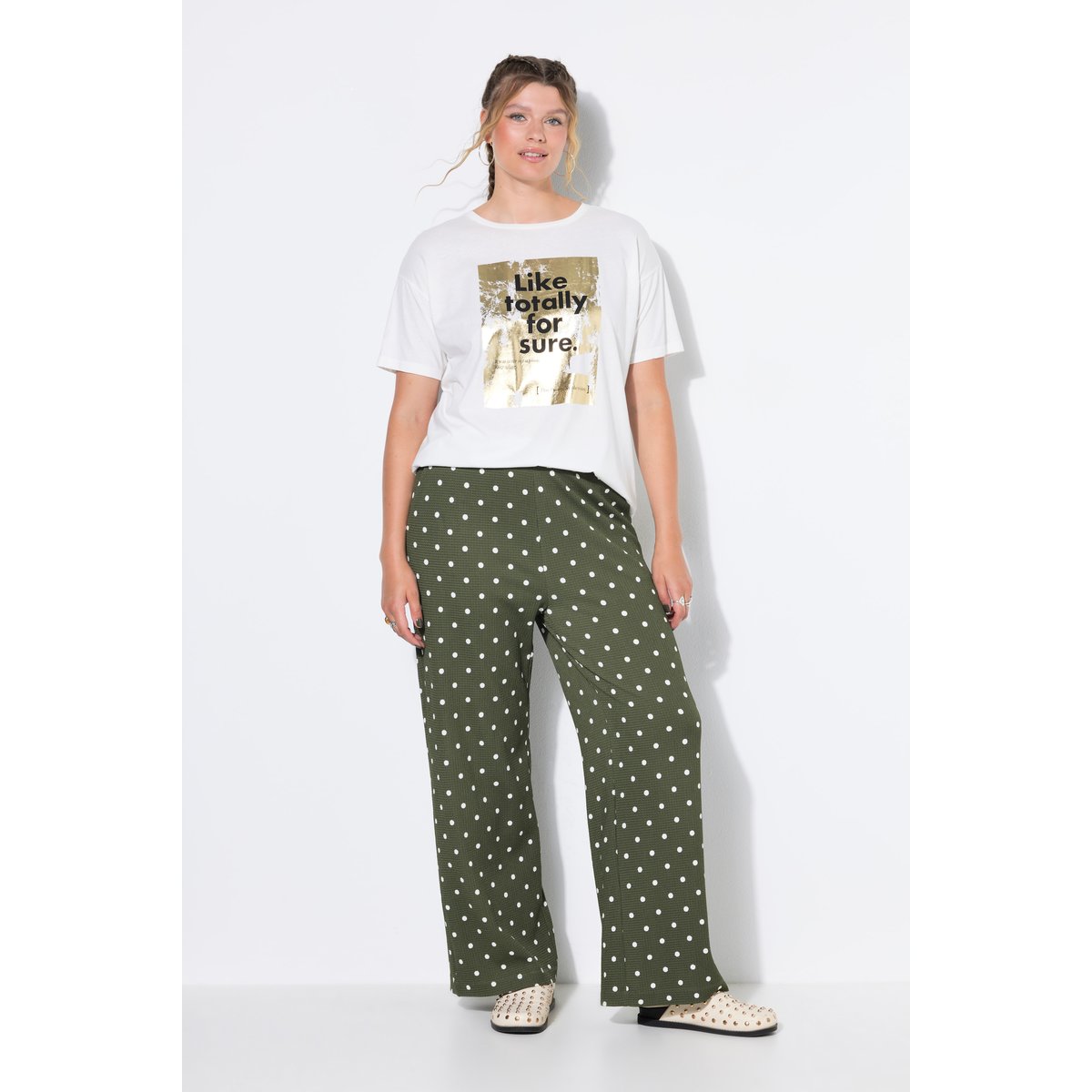 Pantalon texturé motif pois kaki foncé, STUDIO UNTOLD