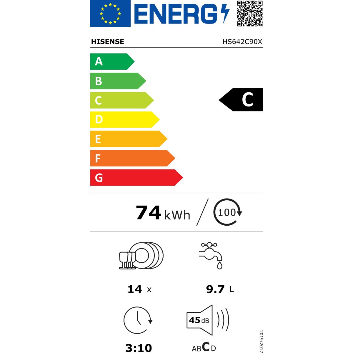 Lave vaisselle 60 cm HS642C90X couleur unique, HISENSE