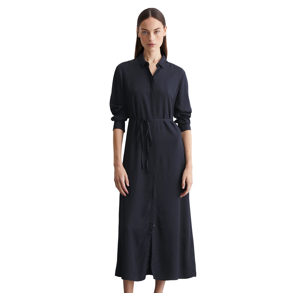 Robe chemisier regular en LENZING™ ECOVERO™ bleu foncé, MARC O'POLO