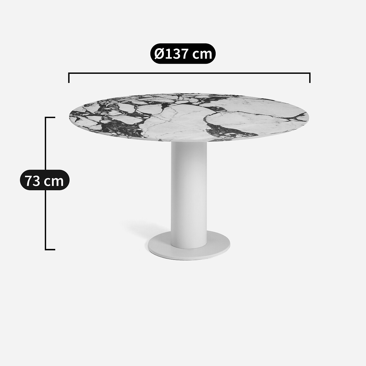 Mesa redonda de cerámica Ø120 cm, TIRONDO cerámica mármol ladrillo, AM.PM