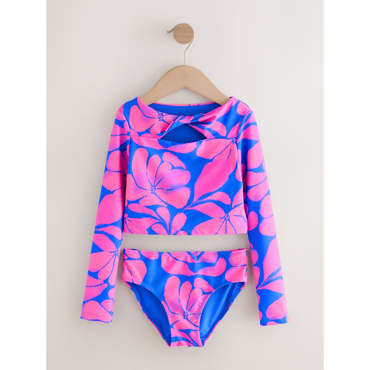 Bikini à manches longues imprimé floral bleu/rose, NEXT